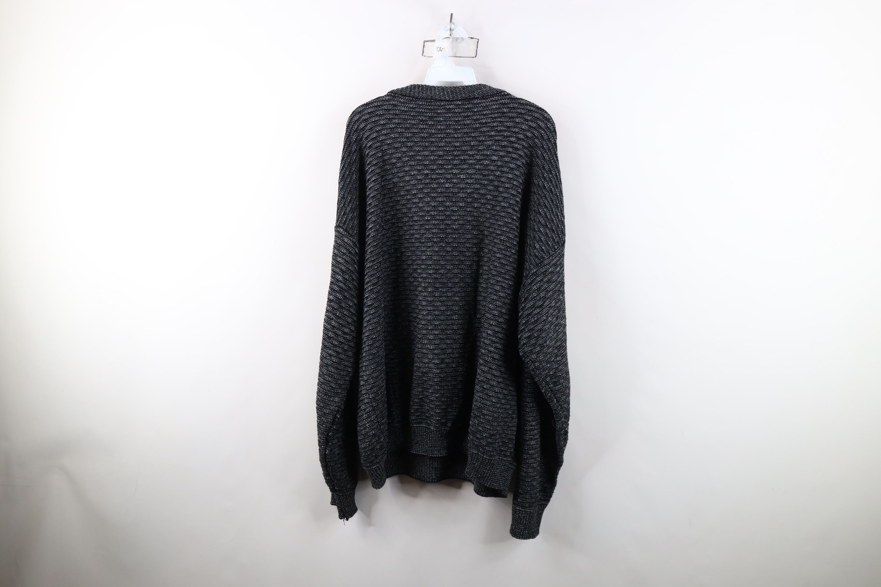 Vintage Vintage 90s Streetwear Ribbed Knit V-Neck Sweater Black Size US XXL / EU 58 / 5 - 7 Thumbnail