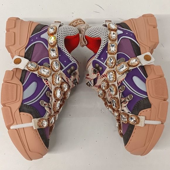Gucci GUCCI Women's 'Lavender' Flashtreks w/ Crystals - EU36/US6 Size US 6 / IT 36 - 4 Thumbnail