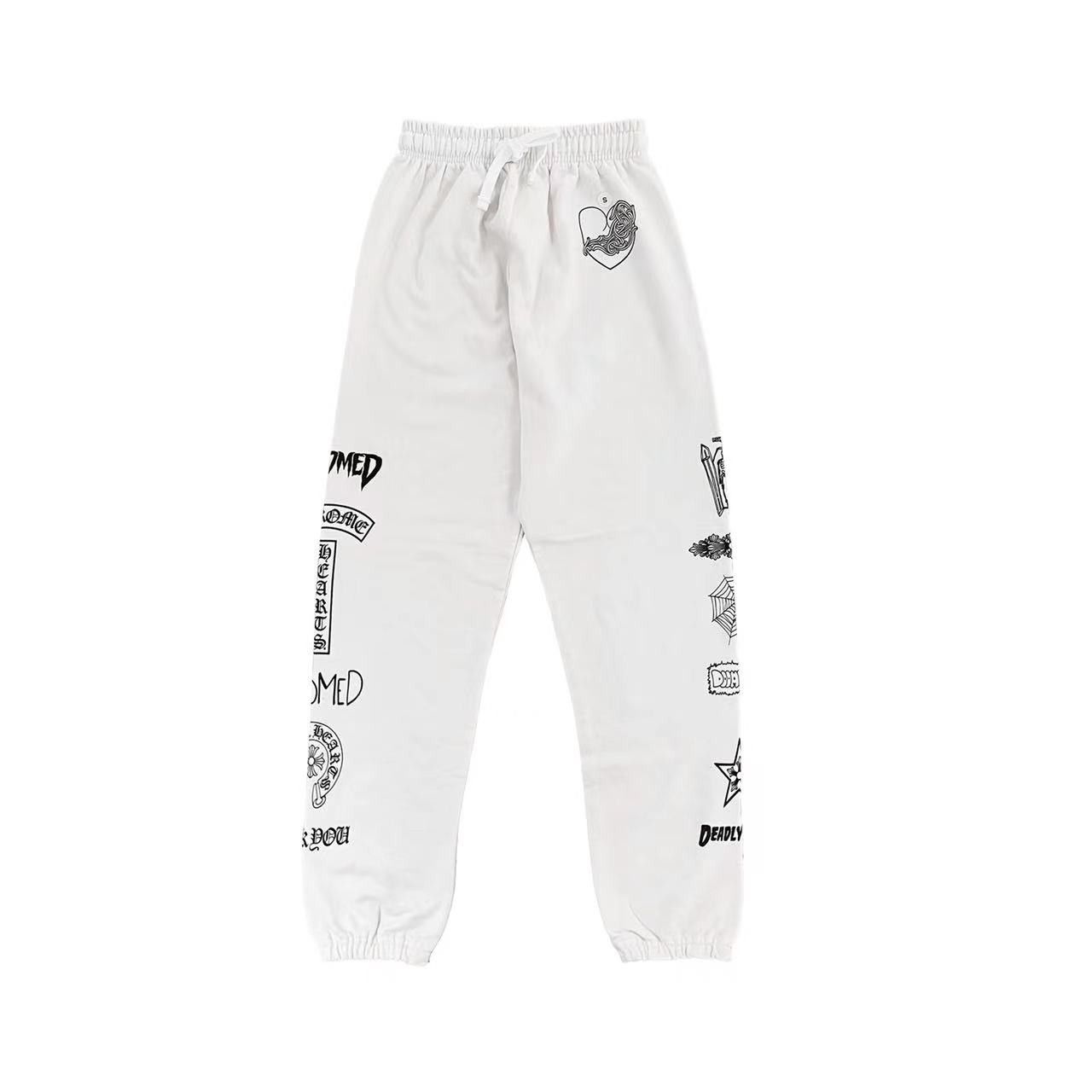 image of Chrome Hearts Deadly Doll Vine Heart Pants in White, Women's (Size 27)