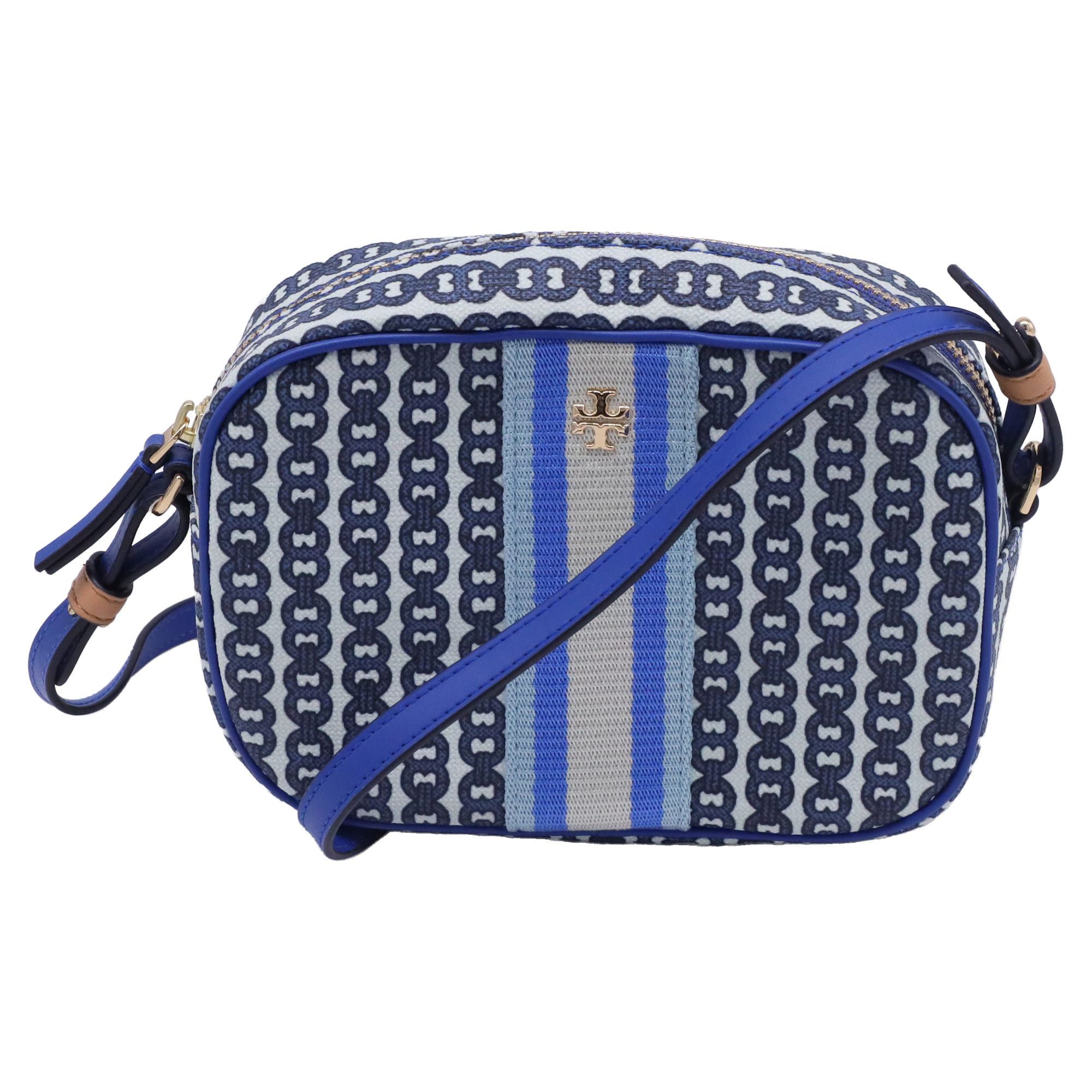 Tory Burch Tory Burch Gemini Link Small Camera Bag in Blue Canvas Size ONE SIZE - 1 Thumbnail