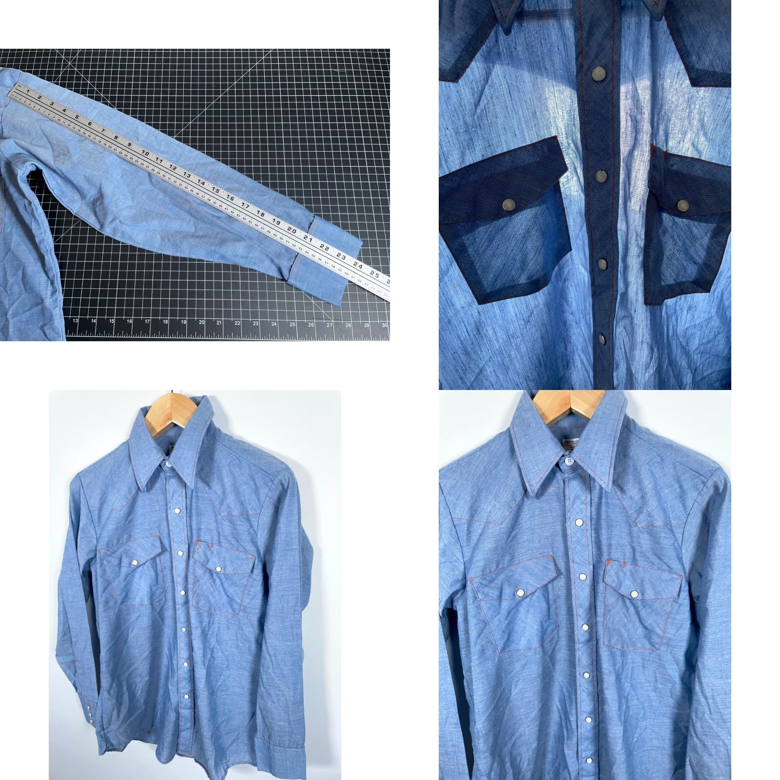 Vintage VINTAGE Big Mac Western Chambray Shirt Men's M Blue Lightweight Pearl Snap Shirt Size US M / EU 48-50 / 2 - 8 Thumbnail