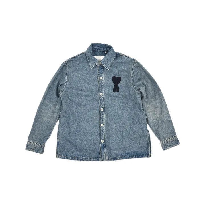 AMI AMIPARIS Heart Long Sleeve Denim Shirt -2507 Size US M / EU 48-50 / 2 - 2 Thumbnail