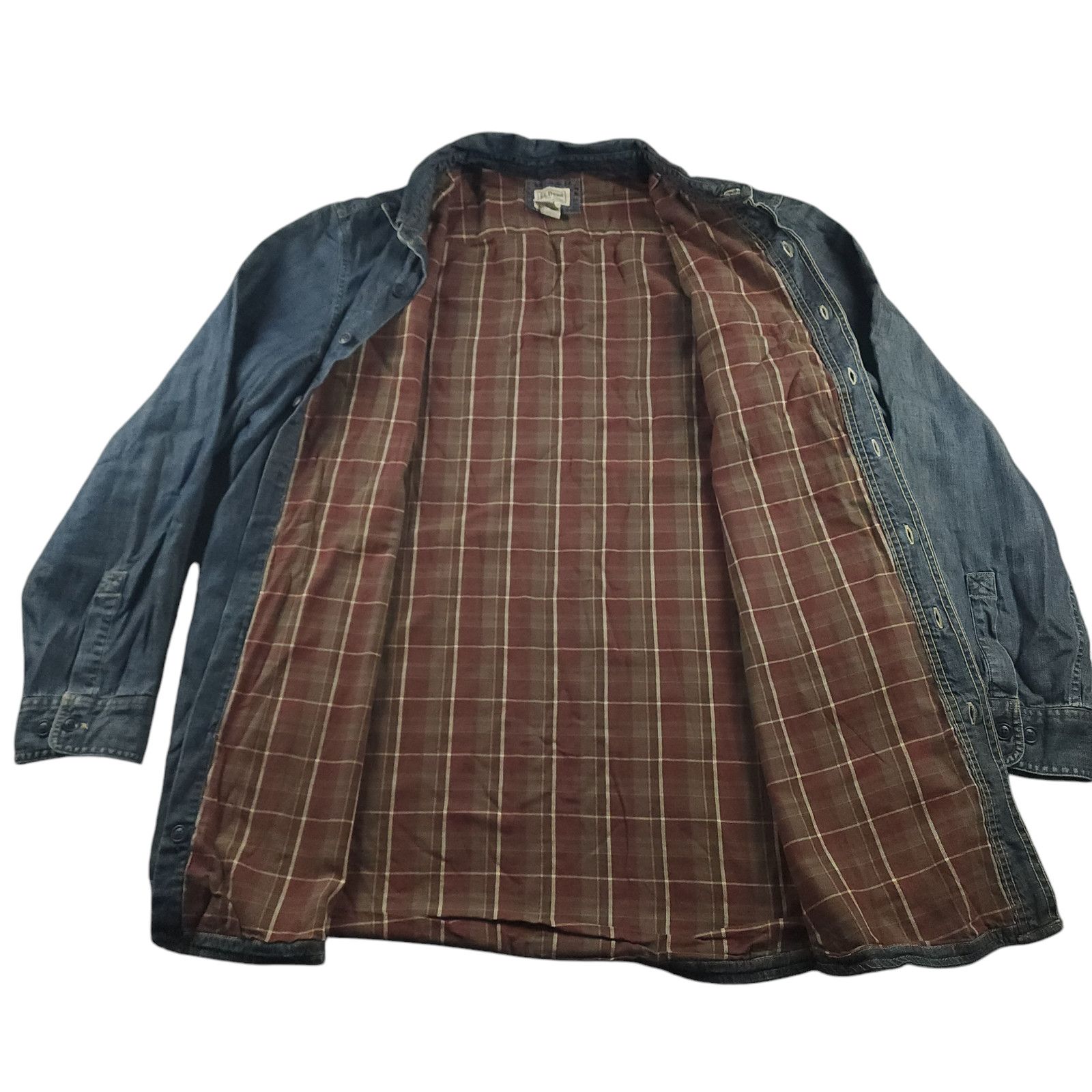 Flannel LL Bean Denim Flannel Lined Shirt Shacket XLT Size US XL / EU 56 / 4 - 7 Thumbnail