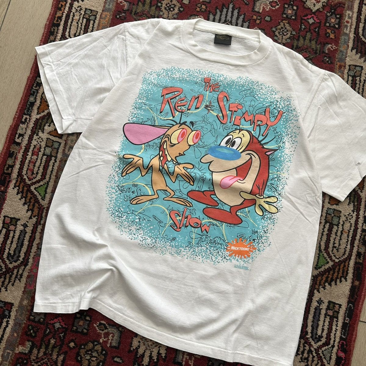 Vintage Vintage 1991 Ren & Stimpy Nickelodeon Graphic Tee Size US XL / EU 56 / 4 - 6 Thumbnail