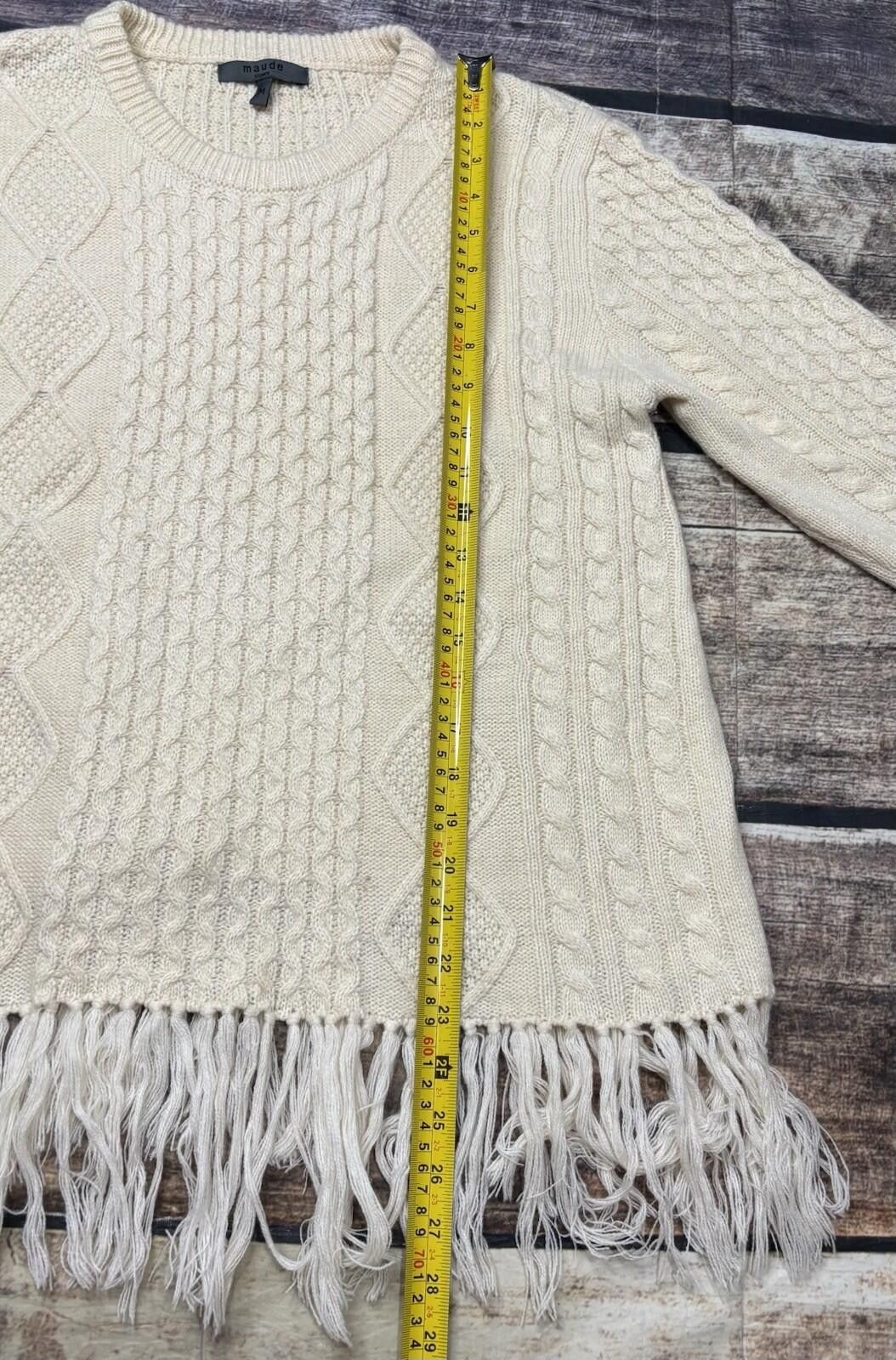 Other Maude Vivante Sweater Womens Medium Fisherman Knit Fringe Size M / US 6-8 / IT 42-44 - 10 Thumbnail
