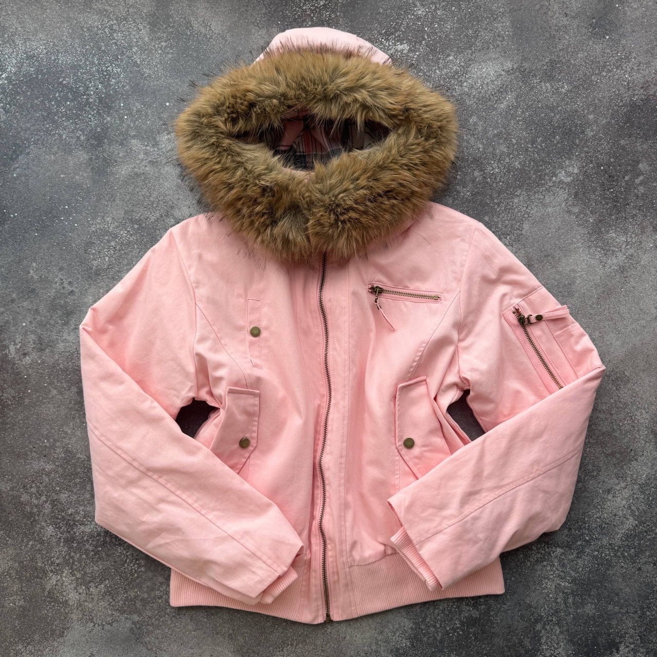 If Six Was Nine Amazing Grunge Y2K Faux Fur Pink Hooded Jacket Size L / US 10 / IT 46 - 1 Thumbnail