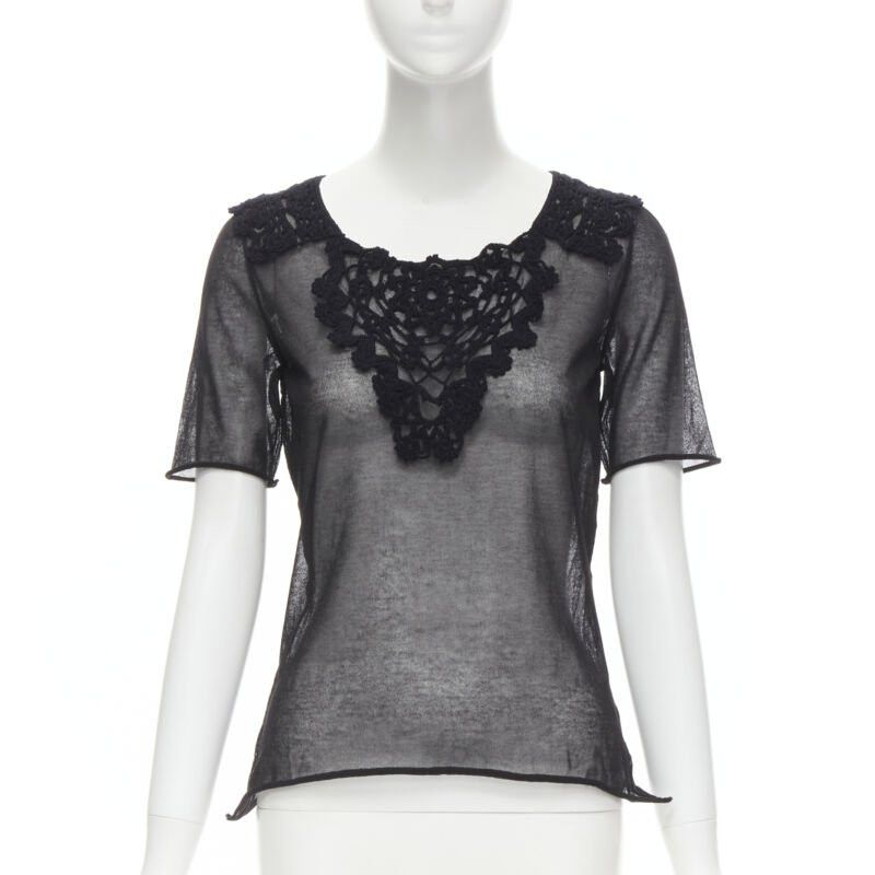 Dolce & Gabbana new DOLCE GABBANA crochet lace sheer rolled edges fine knit cotton top IT40 S Size S / US 4 / IT 40 - 1 Thumbnail