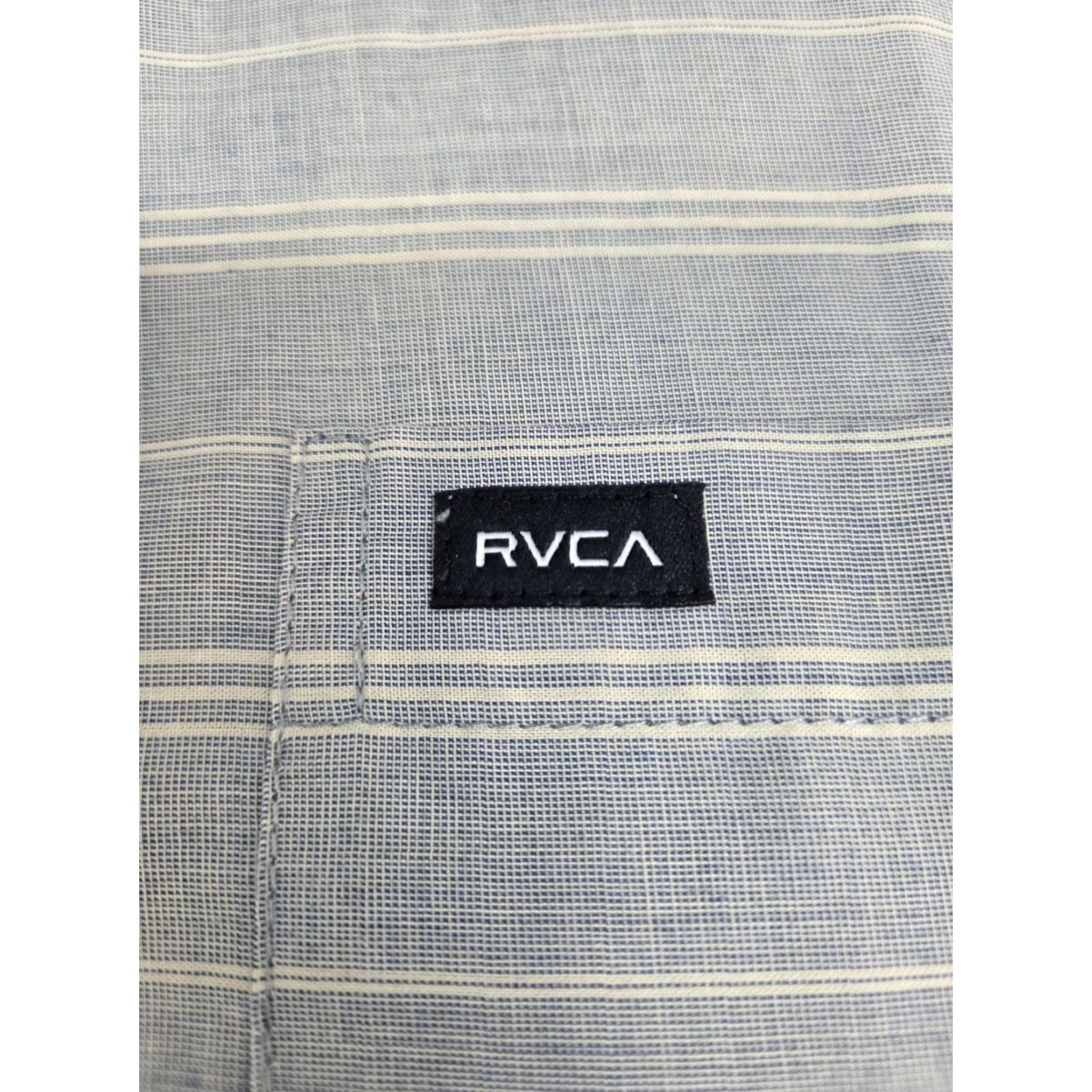 RVCA RVCA Mens Short Sleeve Button Up Shirt Slim Pocket Beige/Grey Striped XL Size US XL / EU 56 / 4 - 4 Thumbnail