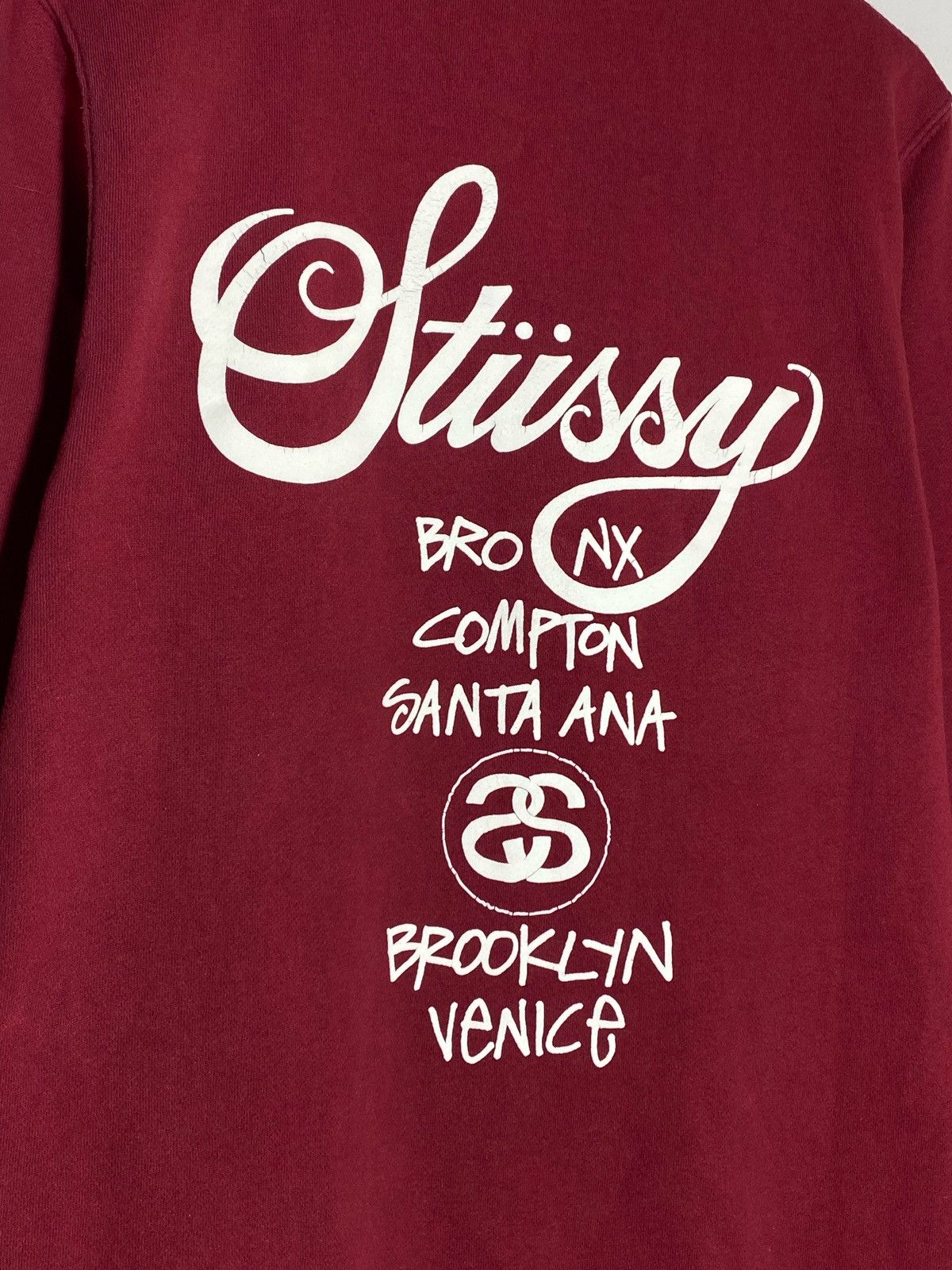Stussy 🔥 STÜSSY WORLD TOUR CREWNECK BURGUNDY NYC LA PARIS VIBES Size US L / EU 52-54 / 3 - 10 Thumbnail