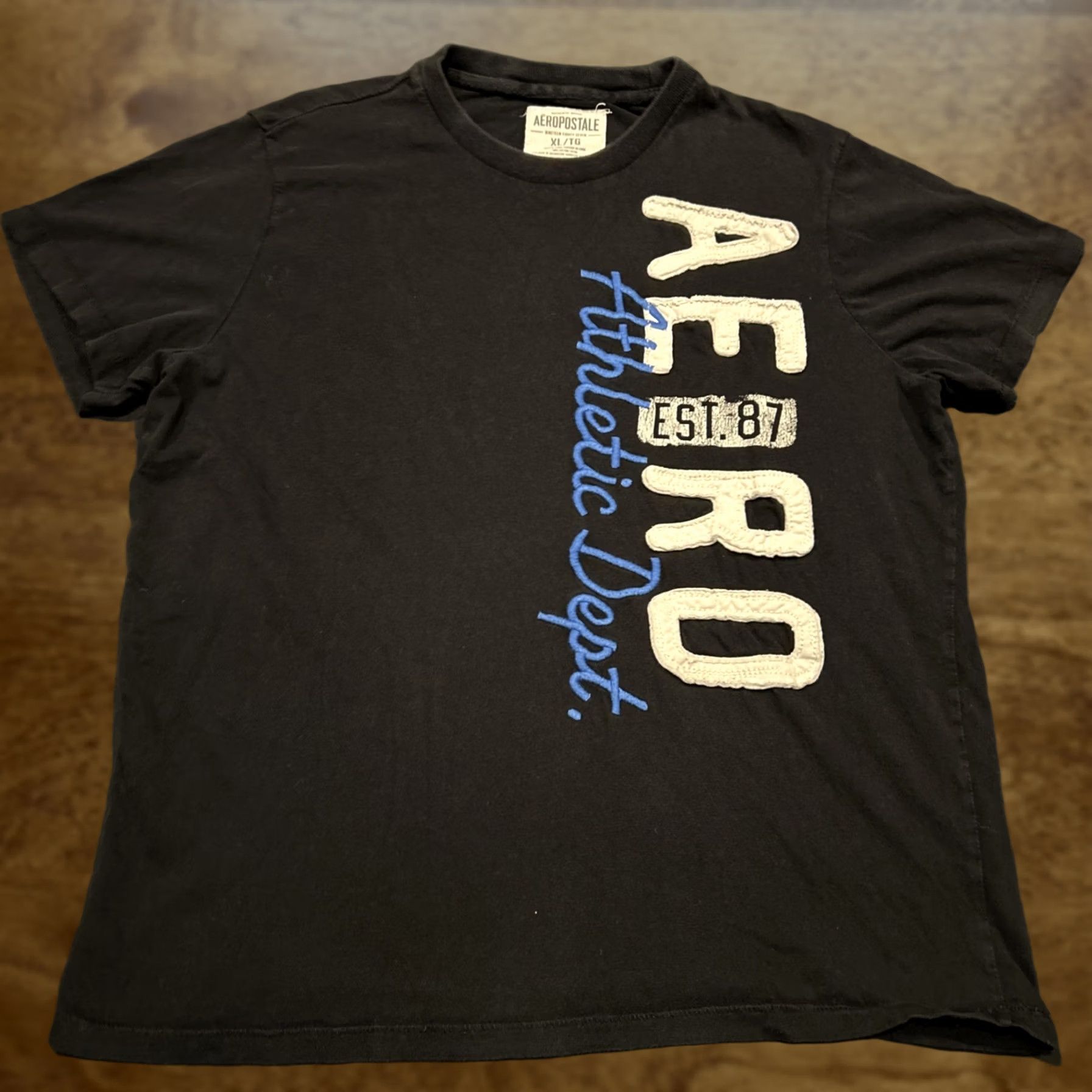 Aeropostale AeroPostale T-Shirt Mens XL Black Graphic Print Short Sleeve Crew Neck Y2k Retro Sports Size US XL / EU 56 / 4 - 1 Thumbnail