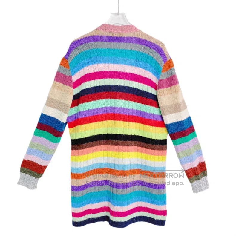 Gucci Gucci Colourful striped cashmere V-neck single-breasted lo Size S / US 4 / IT 40 - 2 Thumbnail