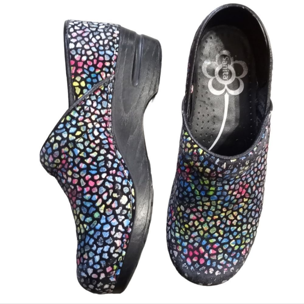 Other Sanita Women's Clog Multi-colored Stained Glass Print size 3 Size US 8 / IT 38 - 2 Thumbnail
