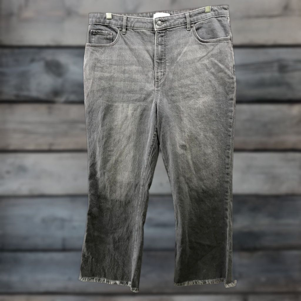 Loft LOFT Jeans Women 14 Gray Cropped High Rise Stretch Raw Hem 5-Pocket Womens Size 36" / US 14 / IT 50 - 1 Thumbnail
