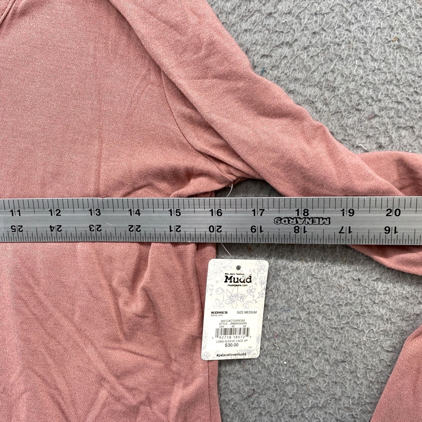 Vintage Mudd Women's V Neck Lace Long Sleeve Shirt Blouse Size M Pink NEW Size M / US 6-8 / IT 42-44 - 4 Thumbnail