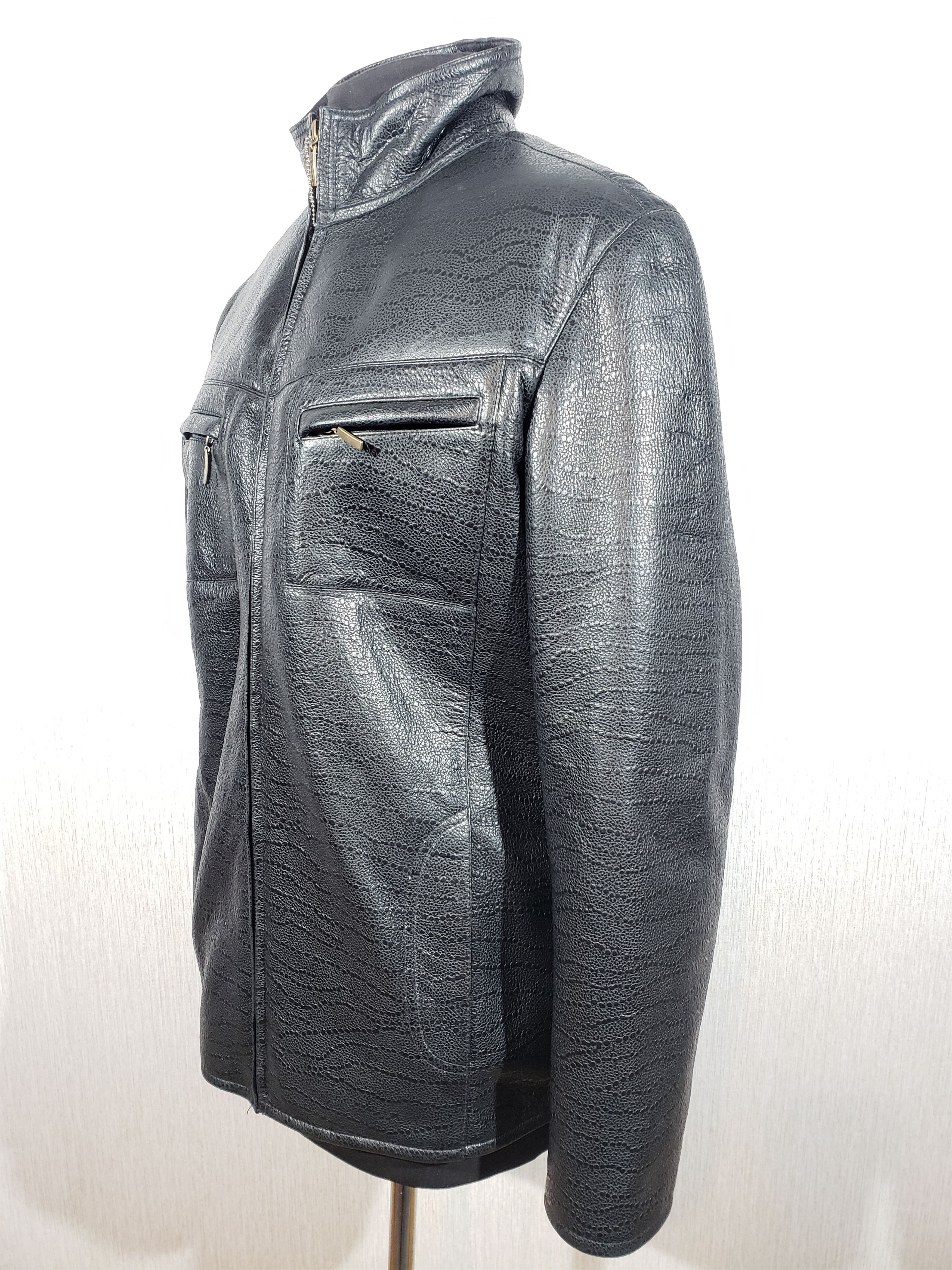 Other Wonderful men's black sheepskin coat with a metal zipper. Size US L / EU 52-54 / 3 - 2 Thumbnail