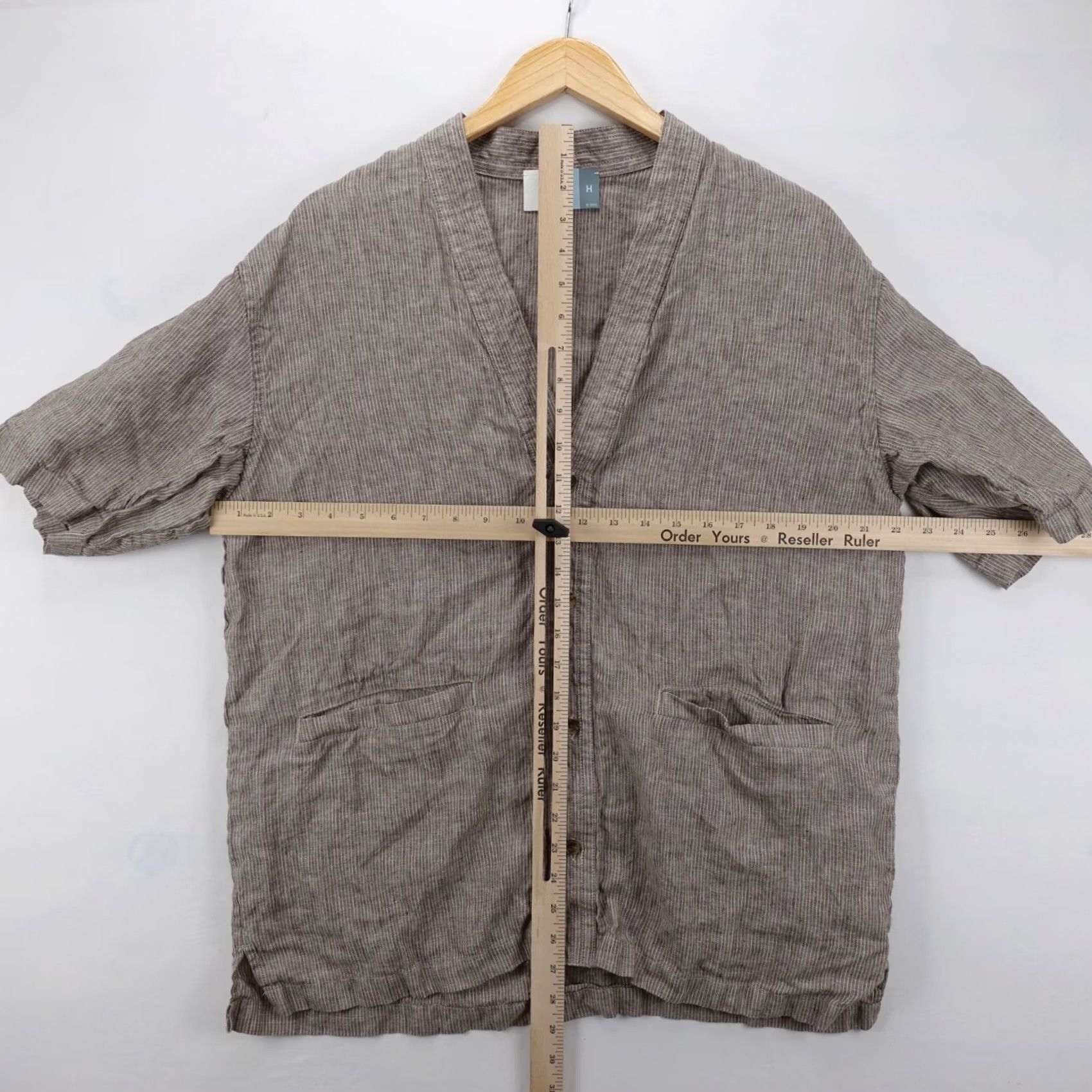 Kith Kith Shirt Mens Large V-Neck Button-Up Striped Light Brown Linen Short Sleeve Kimono Size US L / EU 52-54 / 3 - 2 Thumbnail