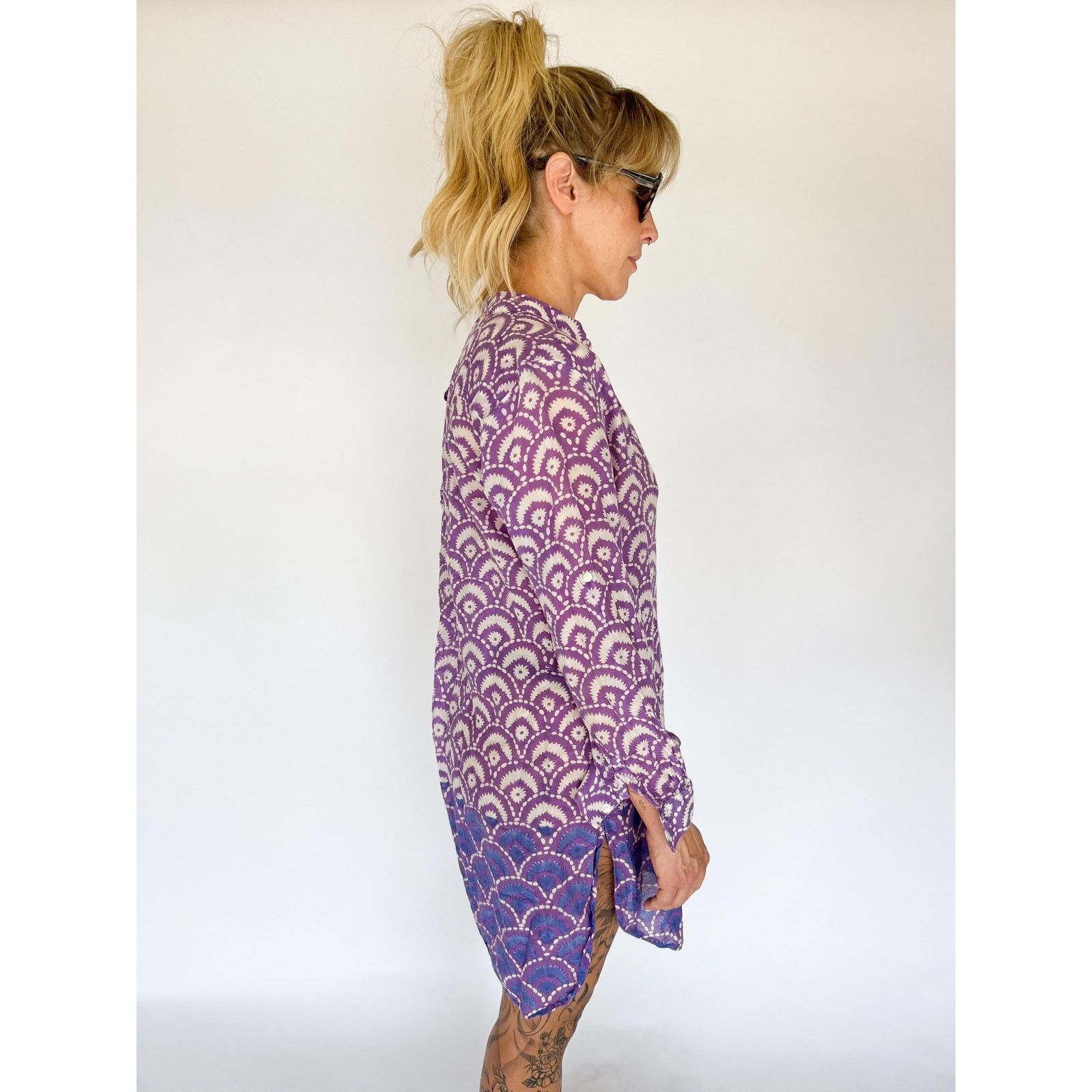Other Indian Cotton Sheer Tunic Dres Geometric Print Kurti S/M Size M / US 6-8 / IT 42-44 - 3 Thumbnail