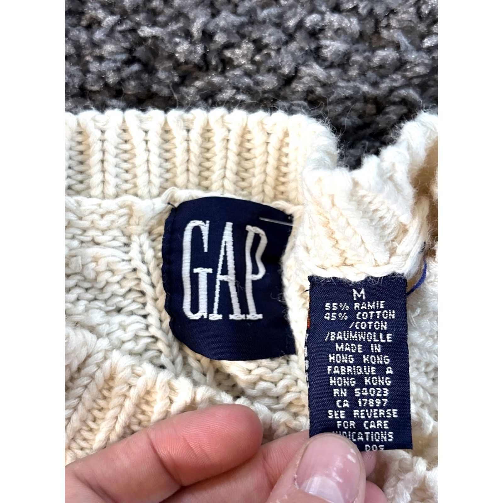 Gap VINTAGE Gap Sweater Womens Medium Cable-Knit Ivory Oversized 90s Pullover Mens? Womens Size M / US 6-8 / IT 42-44 - 4 Thumbnail