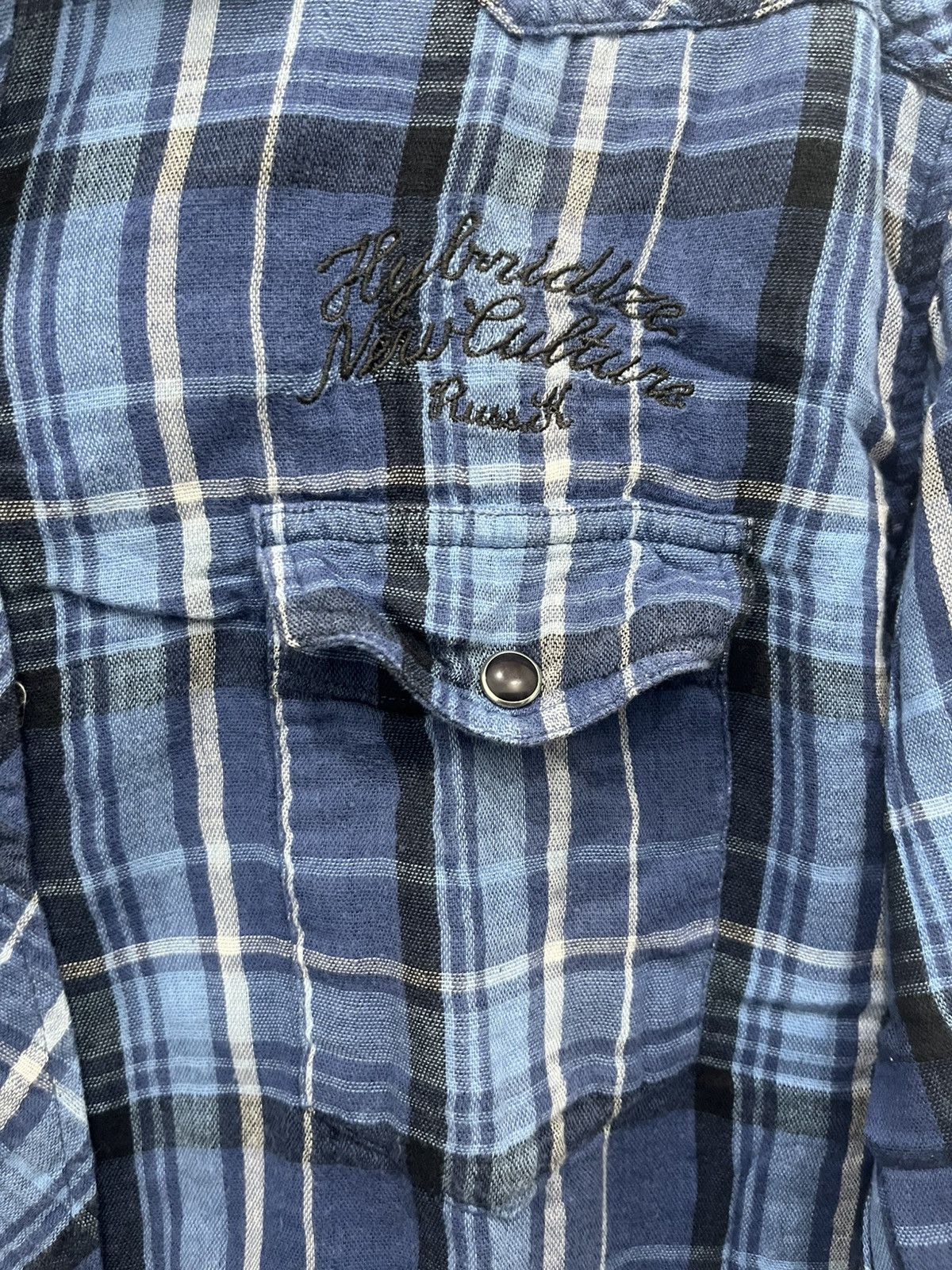 Japanese Brand Russ-K Japanese Flannel Poem The World Exist Perfect Size US XL / EU 56 / 4 - 5 Thumbnail