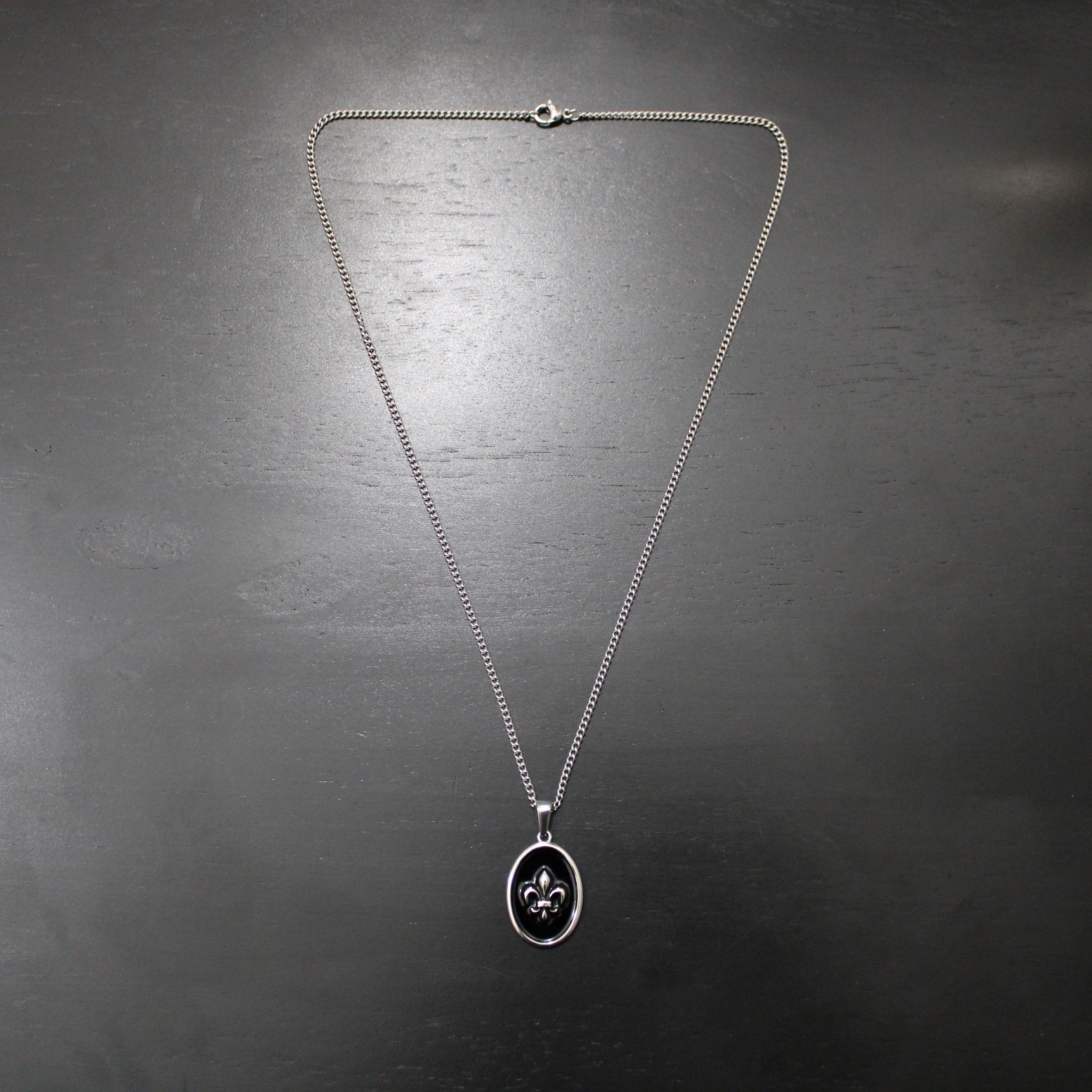 Jewelry Silver Enamel Fleur De Lis Pendant Chain Necklace Size ONE SIZE - 6 Thumbnail