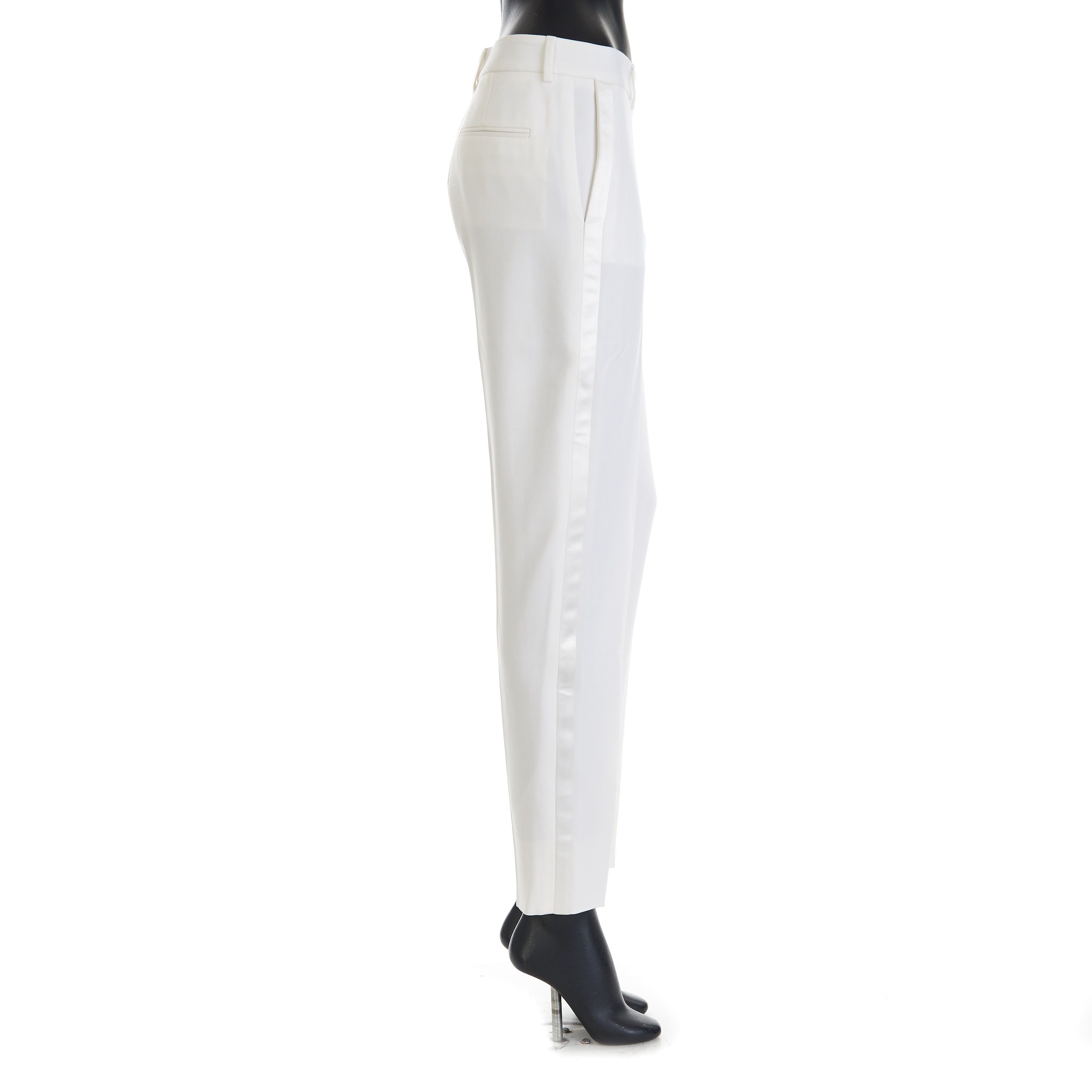Saint Laurent Paris Tuxedo Pants In Grain De Poudre Wool With Satin Stripe Size 30" / US 8 / IT 44 - 6 Thumbnail