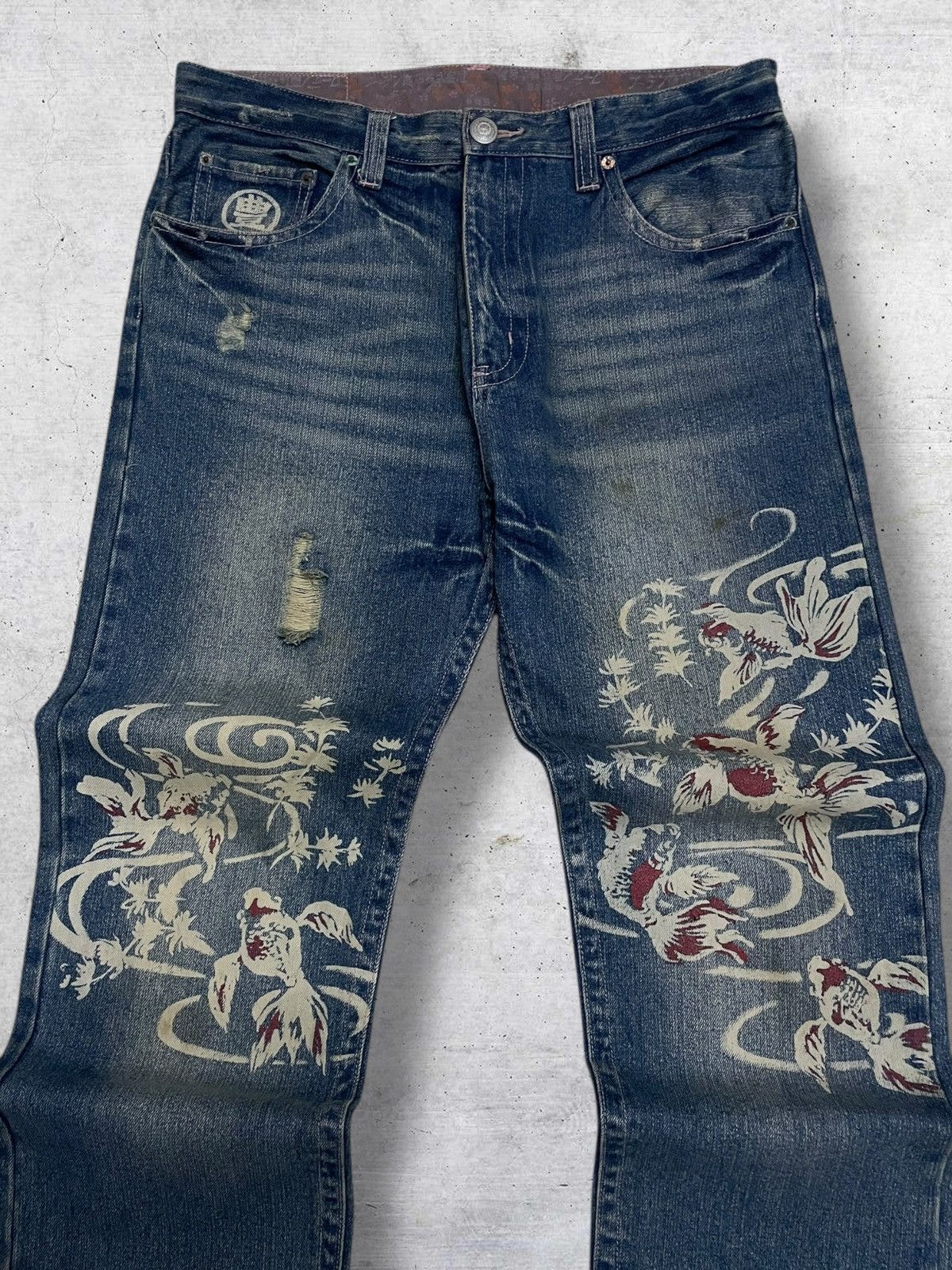 Vintage VINTAGE ICONIC JAPAN DESIGNER KARAKURI TAMASHI KOI 90S DENIM Size US 33 - 6 Thumbnail