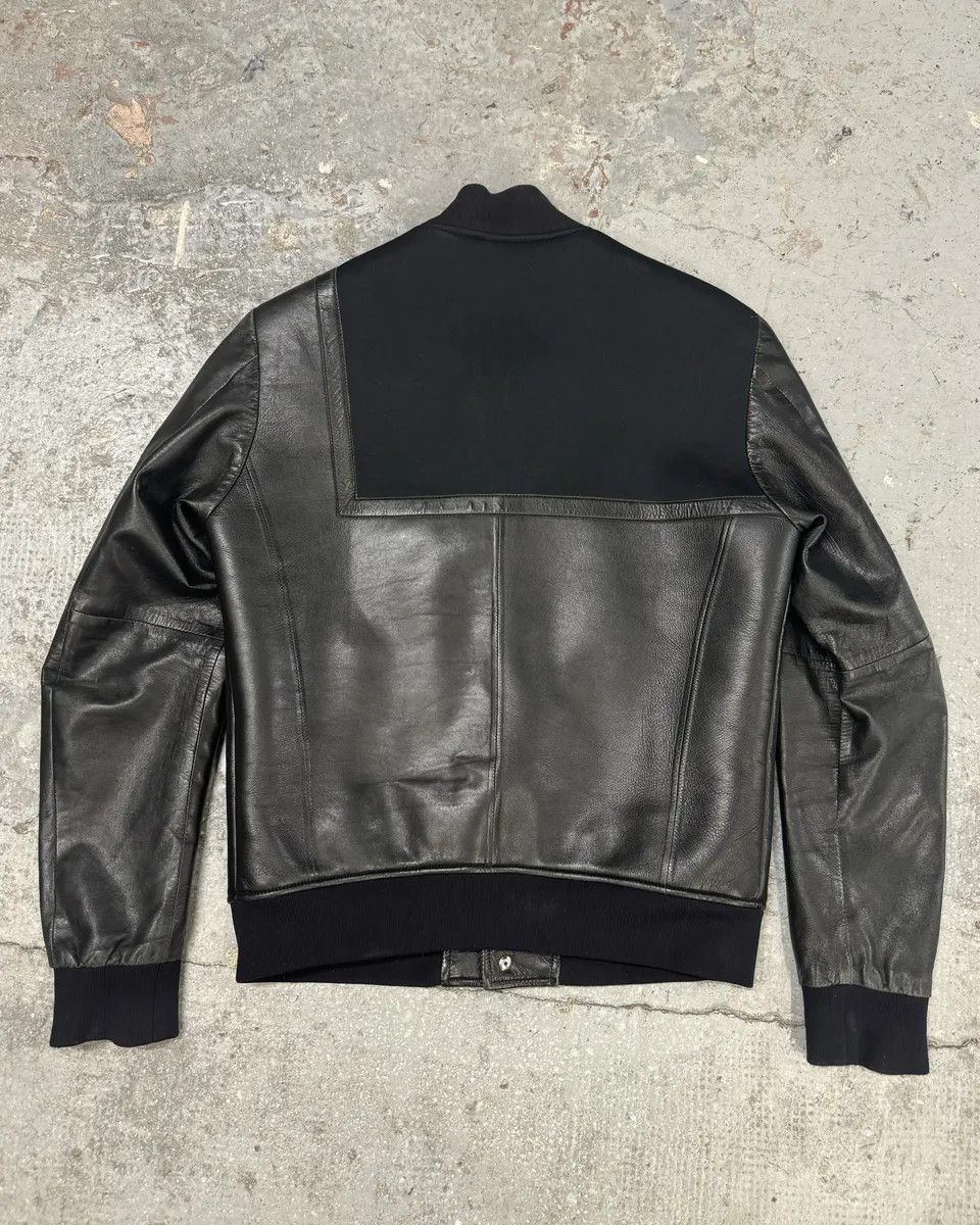 Emporio Armani × Vintage SS2014 Emporio Armani Black Pure Geometrical Leather Jacket Size US M / EU 48-50 / 2 - 2 Thumbnail