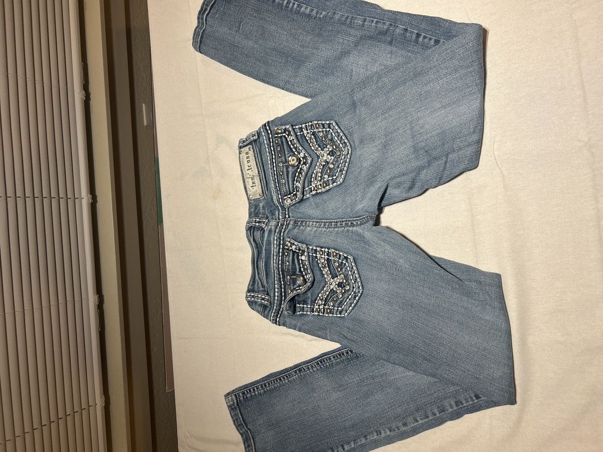 Other Blue Denim White Stitched Bootcut Jeans Size 25" / US 0 / IT 36 - 4 Thumbnail