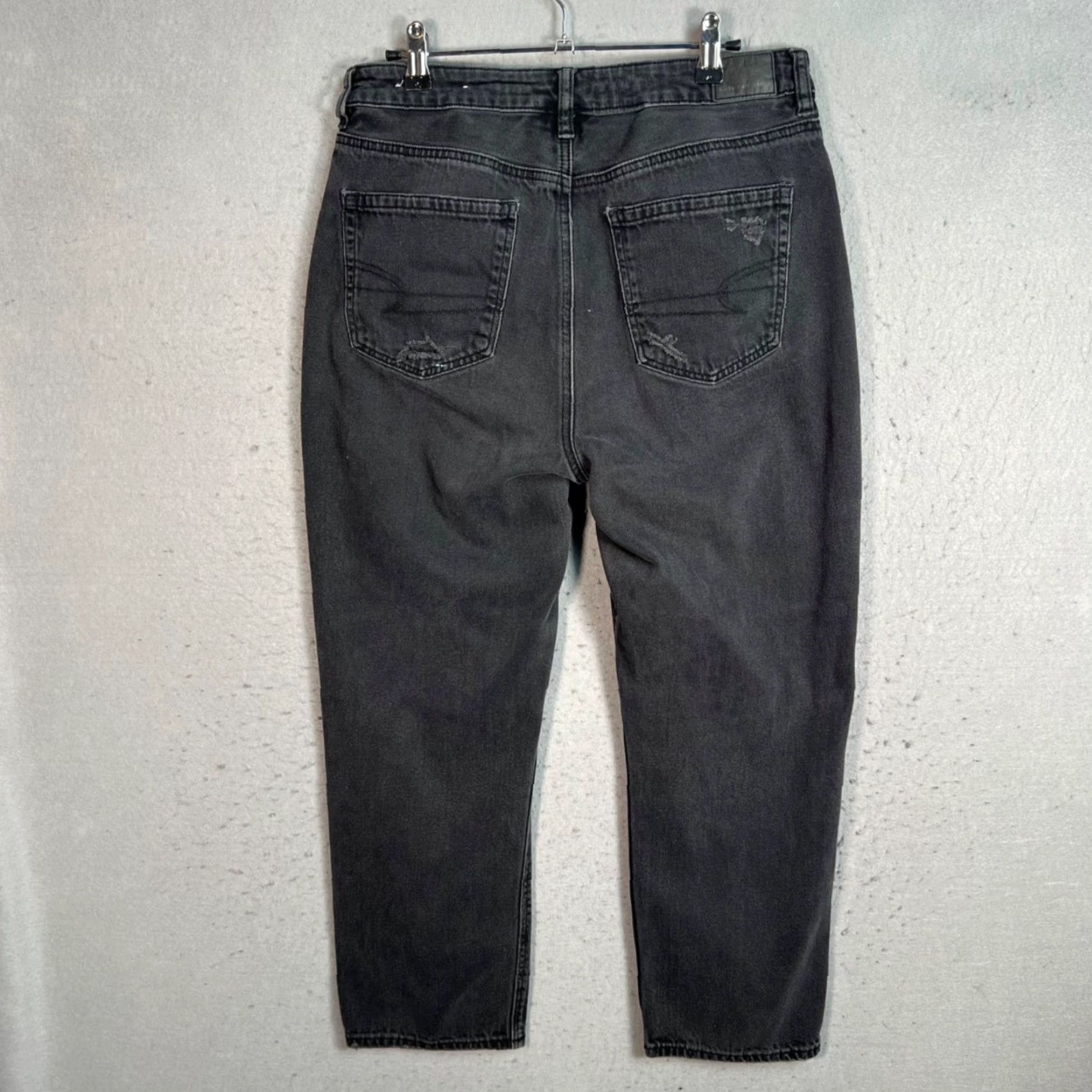 American Eagle Outfitters American Eagle Outfitters Jeans Distressed Black 10 Short Comfort Stretch Waist 5-Pocket Denim High Rise Womens Jeans Size 32" / US 10 / IT 46 - 2 Thumbnail