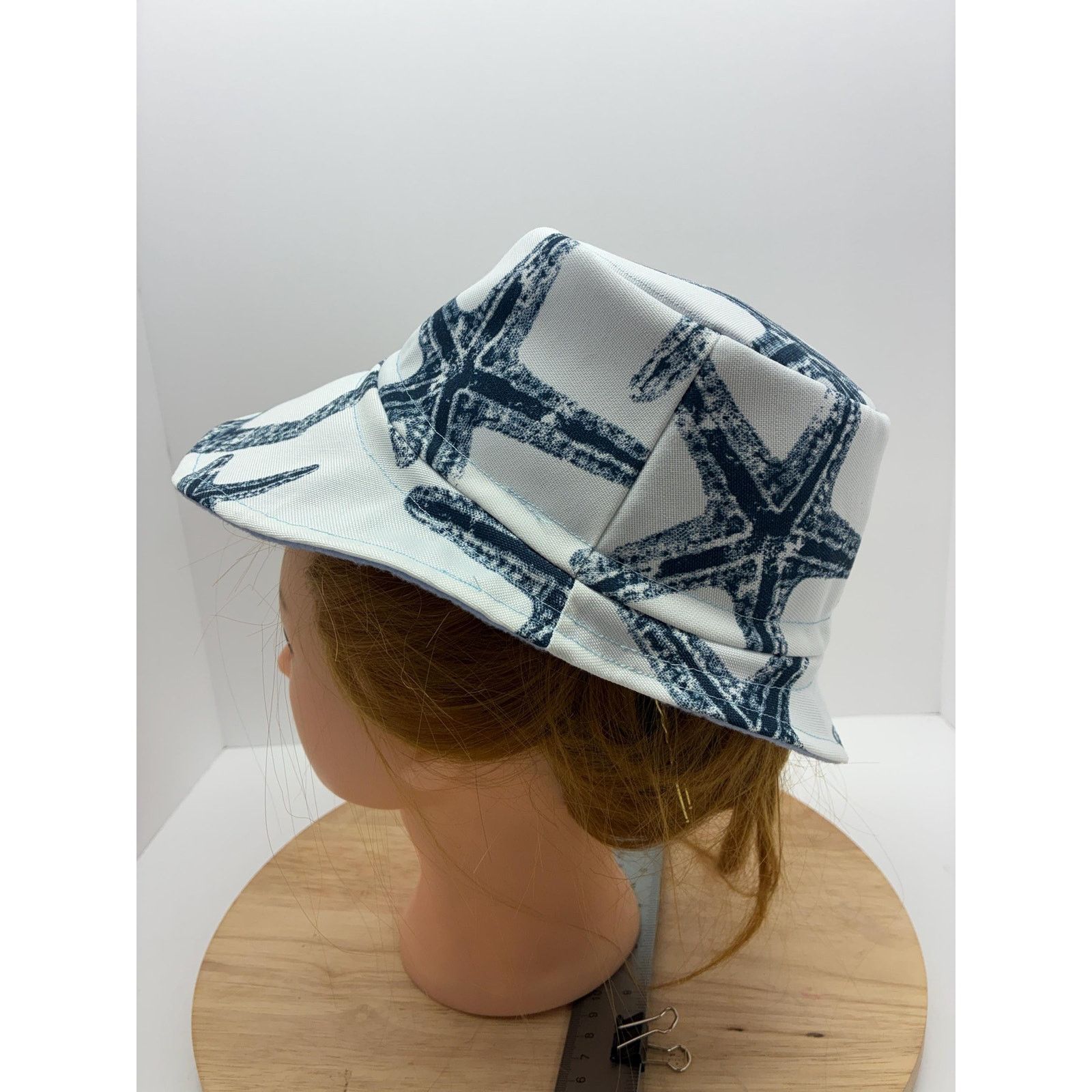 Other Upcycled Bucket Hat — Navy & White Starfish Print, Size ONE SIZE - 14 Thumbnail