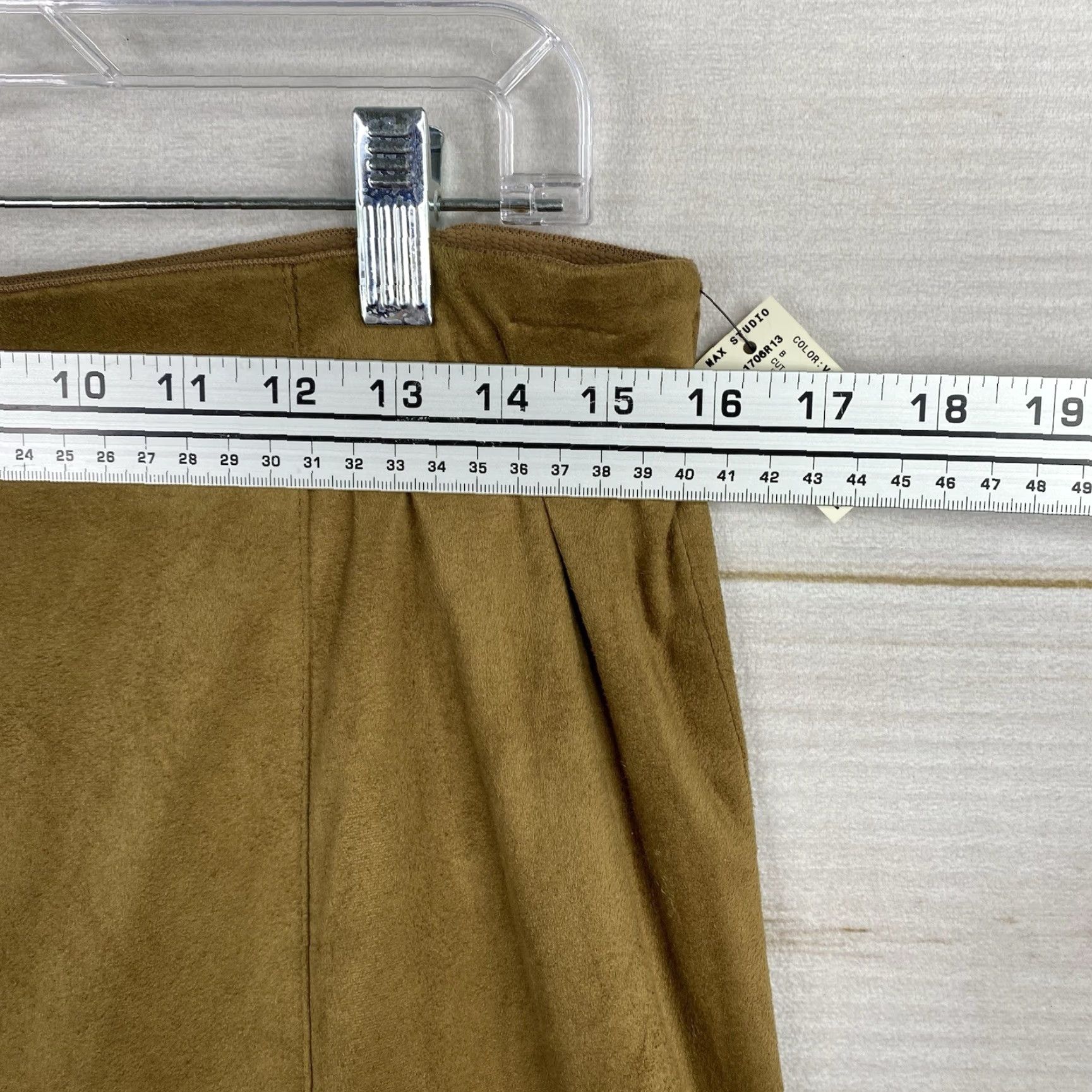 Vintage VINTAGE Max Studio Skirt Womens L Brown Faux Suede Pencil Pull On Stretch NWT Knee Length 90s Size 36" / US 14 / IT 50 - 3 Thumbnail