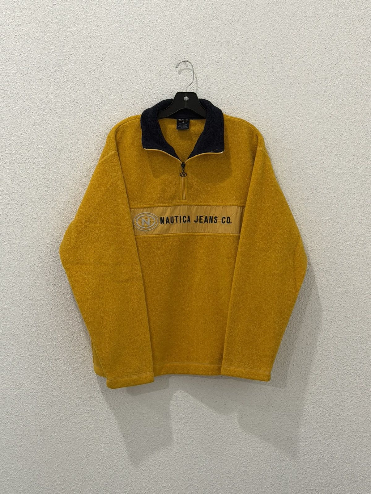 Nautica Vintage 90s Nautica Jeans Co. Yellow Fleece Quarter Zip M Size US M / EU 48-50 / 2 - 1 Thumbnail