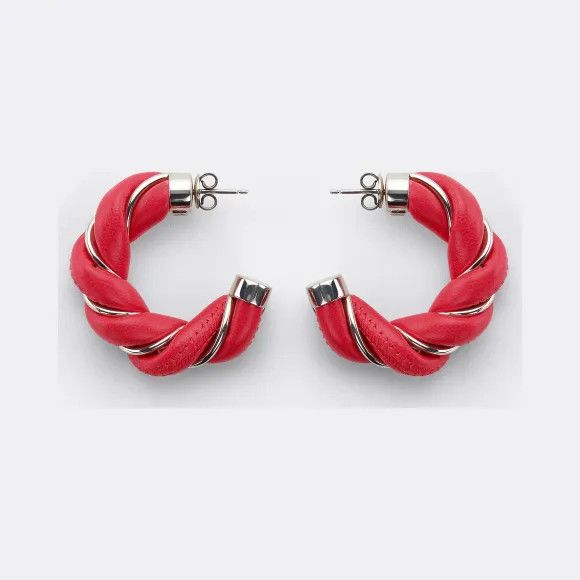Bottega Veneta o1s1rm1025 Size: OS / Hoop Earrings in Red Size ONE SIZE - 1 Thumbnail