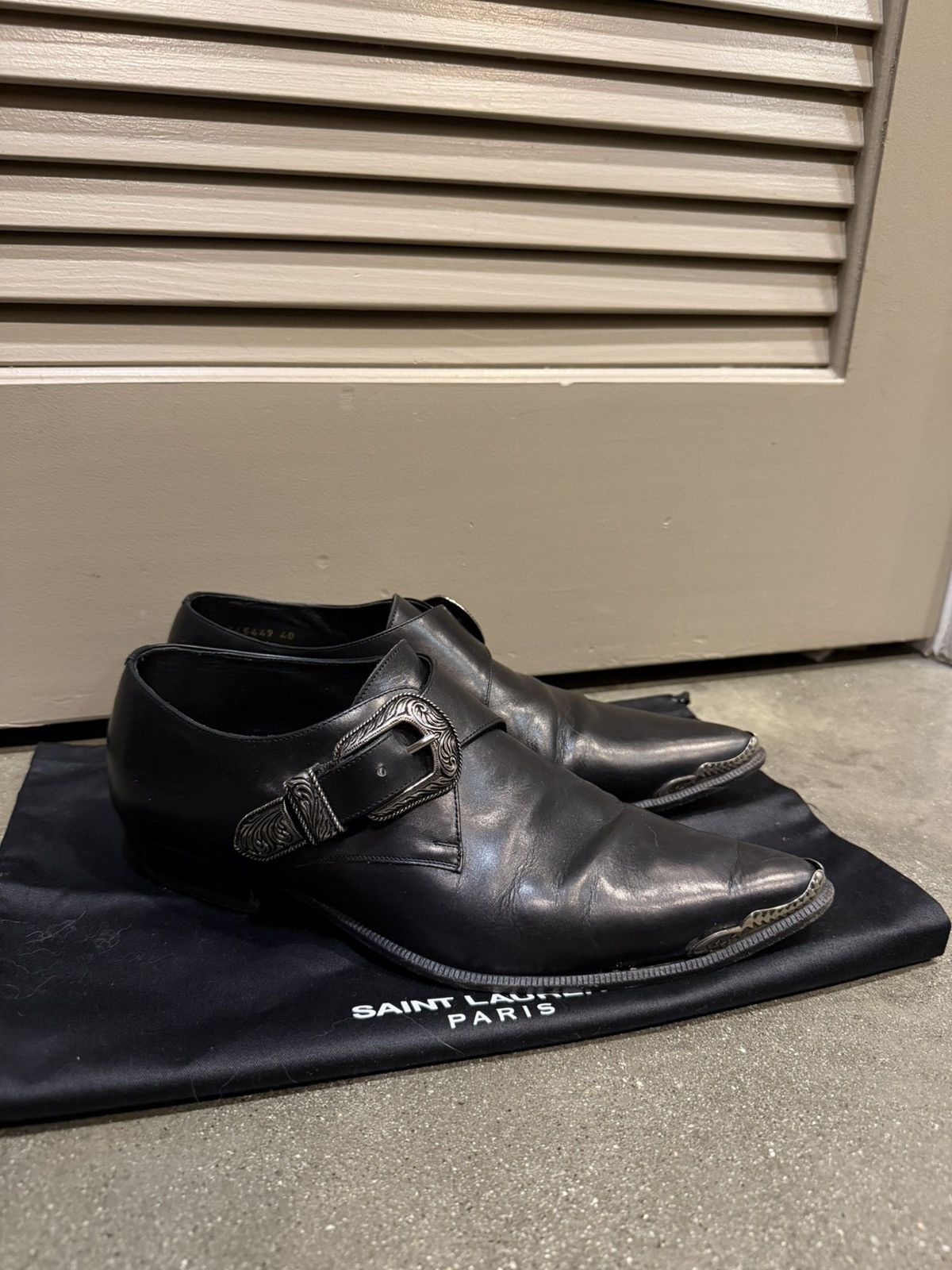SAINT LAURENT SS14 Duckiesウェスタンブーツ サイズ40 Saint Laurent SS14 Western Buckle Duckies Boots – Bang Bang