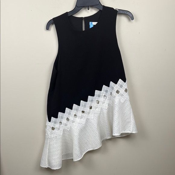 Jonathan Simkhai Jonathan Simkhai Black Sleeveless Top with white asymmetrica Size L / US 10 / IT 46 - 1 Thumbnail