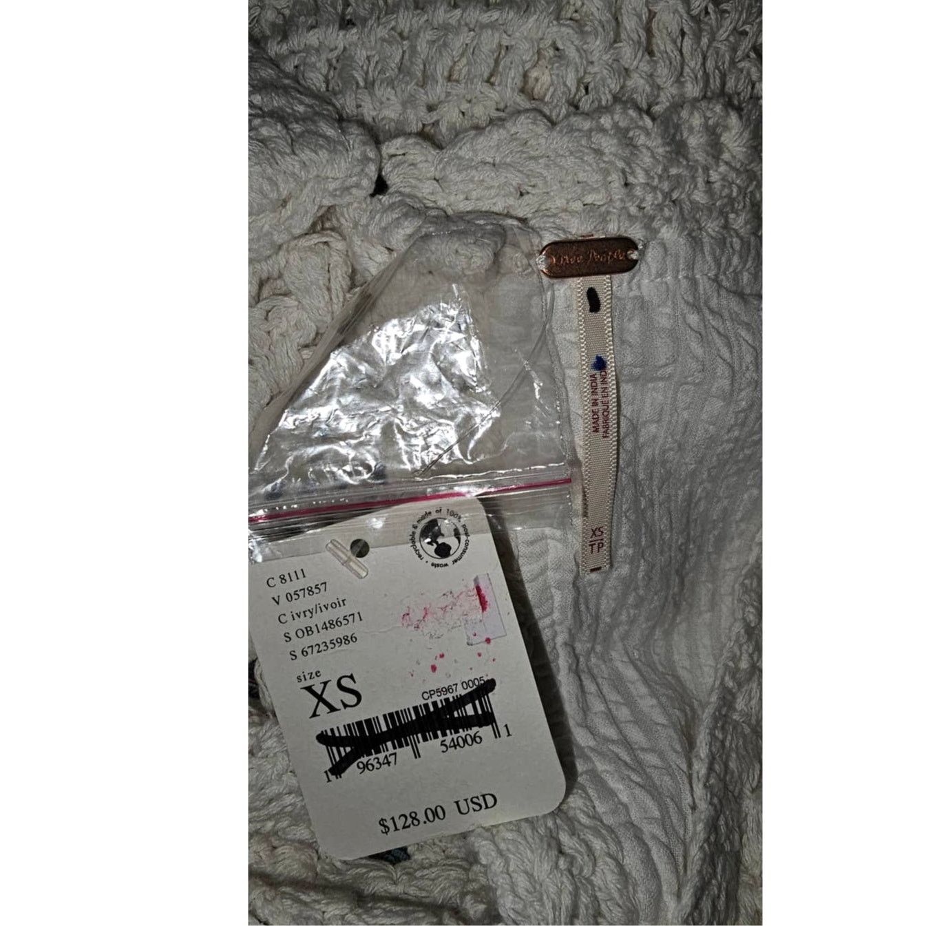 Free People New FREE PEOPLE Megan Crochet Cropped Hem Top $128 X-SMALL Size XS / US 0-2 / IT 36-38 - 7 Thumbnail