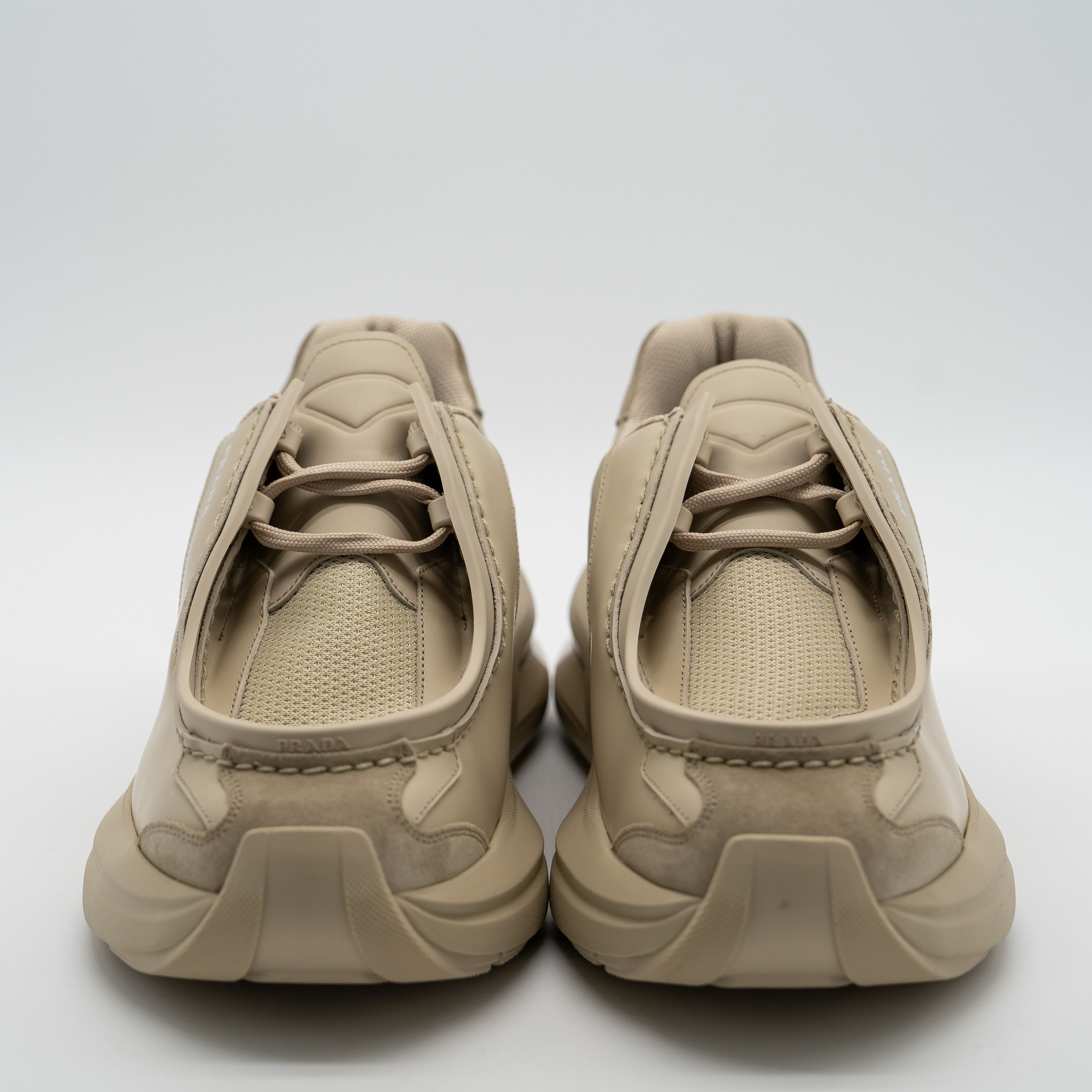 Prada 9uk 10 US Prada Systeme Leather Sneakers Beige Desert Tan Size US 10 / EU 43 - 2 Thumbnail