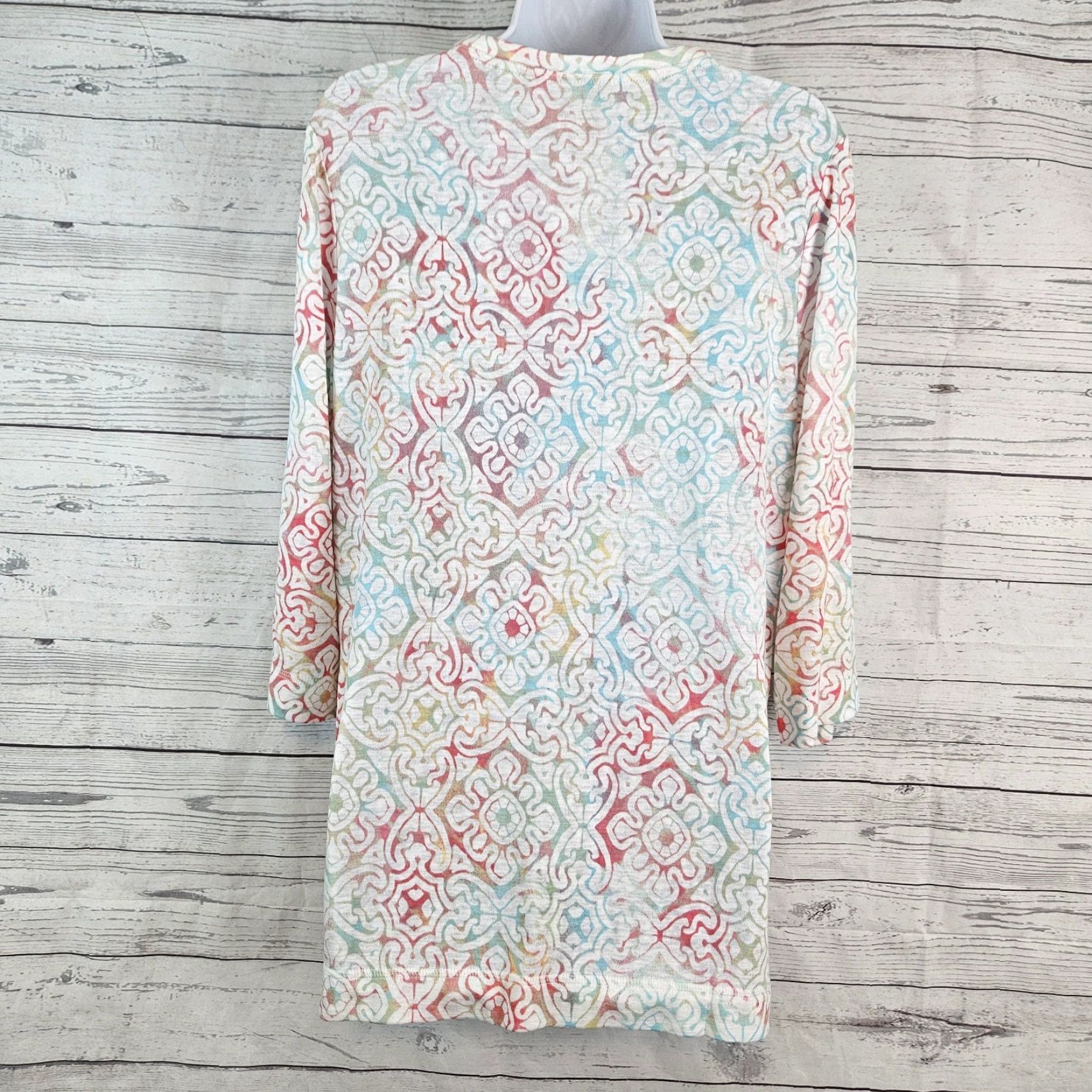Vintage Chico's Weekends Womens Blouse Shirt 3/4 Sleeve Pink Blue Rayon Blend Medium Adult Womens Size M / US 6-8 / IT 42-44 - 3 Thumbnail