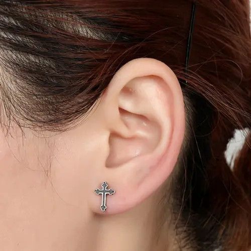 VIBE Black Cross Stud Earrings Size ONE SIZE - 2 Thumbnail