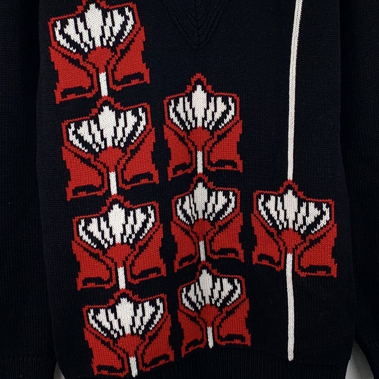 Prada Prada Patterned Intarsia Wool Knit Black (42) Size US XS / EU 42 / 0 - 4 Thumbnail