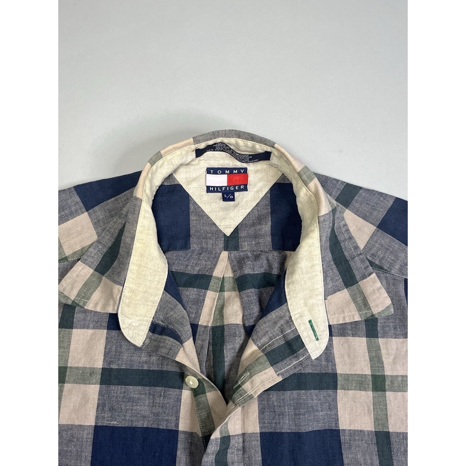 Tommy Hilfiger Tommy Hilfiger Linen Blend Short Sleeve Button Down Plaid Sh Size US L / EU 52-54 / 3 - 5 Thumbnail