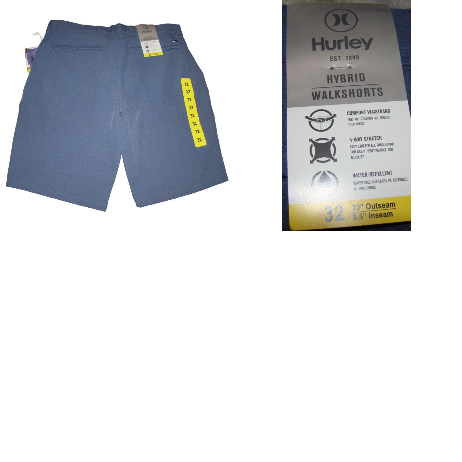 Hurley NWT Hurley Hybrid Walk Shorts Men's 32 9.5 Regular Fit Blue Water Repel Stretch Size US 32 / EU 48 - 8 Thumbnail