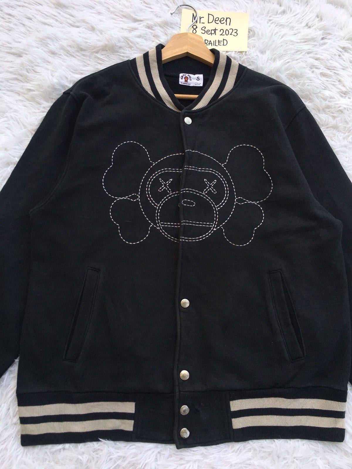 Bape RARE Bape Baby Milo X Kaws Cotton Varsity Jacket | Grailed