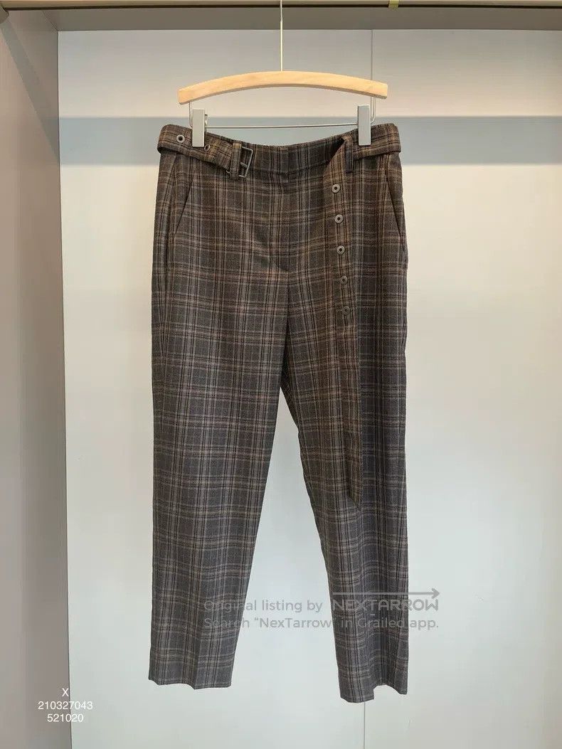 Brunello Cucinelli Brunello Cucinelli Caramel Plaid Wool Long Trousers Size 27" / US 4 / IT 40 - 1 Thumbnail