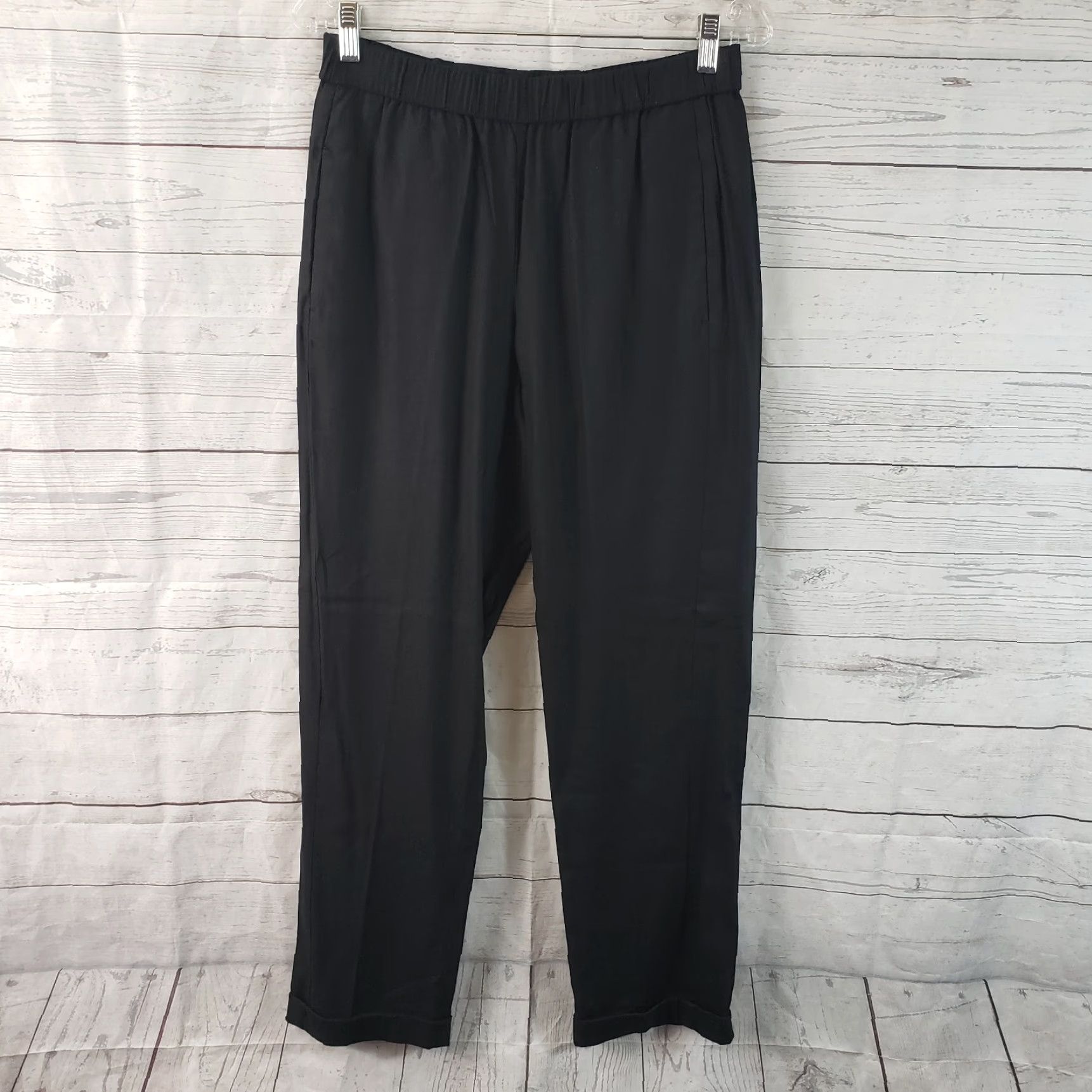J. Jill J Jill Pants Womens Linen Stretch Pull On Size S Black Mid Rise Cuffed Size 28" / US 6 / IT 42 - 2 Thumbnail