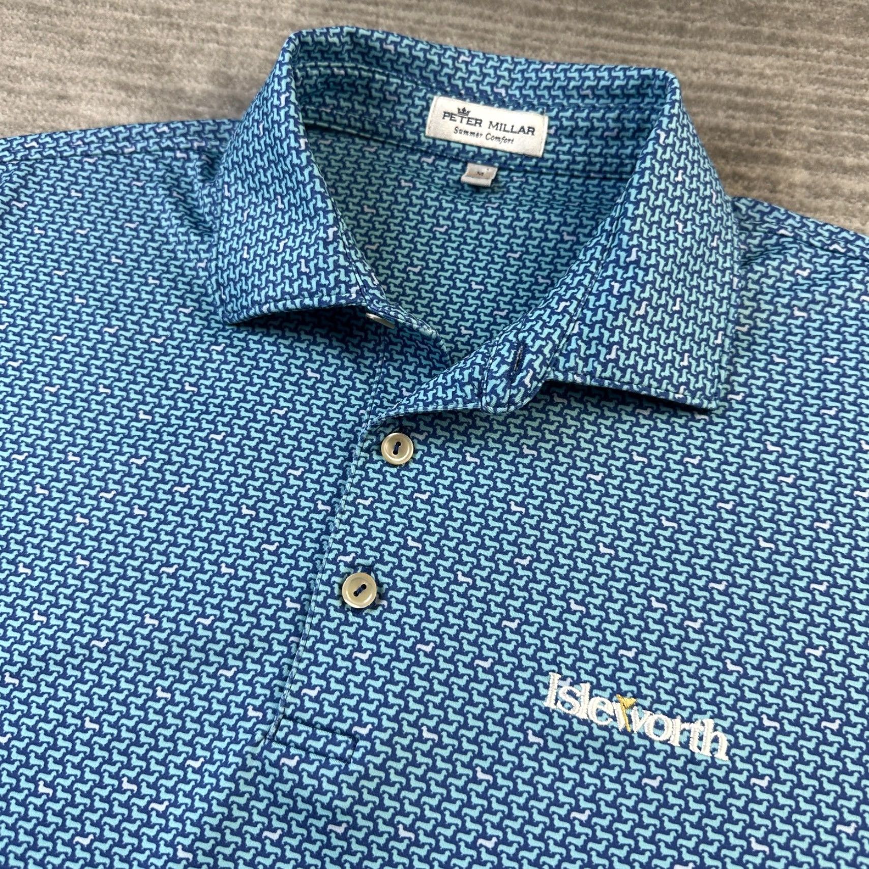 Peter Millar Peter Millar Polo Shirt Mens Medium Blue Summer Comfort All Over Print Dachsund Size US M / EU 48-50 / 2 - 2 Thumbnail