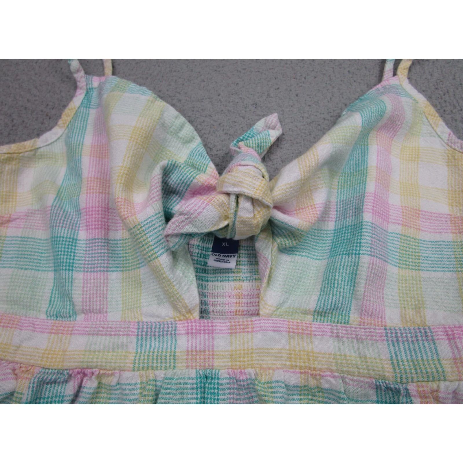 Old Navy Old Navy Dress Womens XL Multicolor Plaid Linen Blend Tie Front Sundress Summer Dress Size XL / US 12-14 / IT 48-50 - 3 Thumbnail