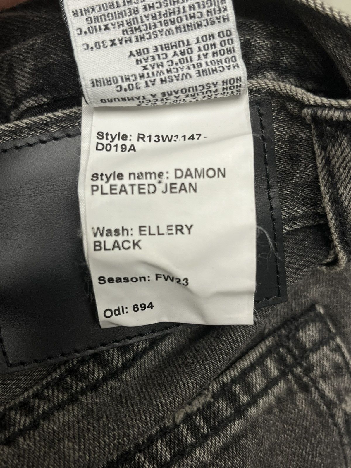 R13 DAMON PLEATED WIDE LEG - ELLERY BLACK SIZE 30 Size 30" / US 8 / IT 44 - 14 Thumbnail