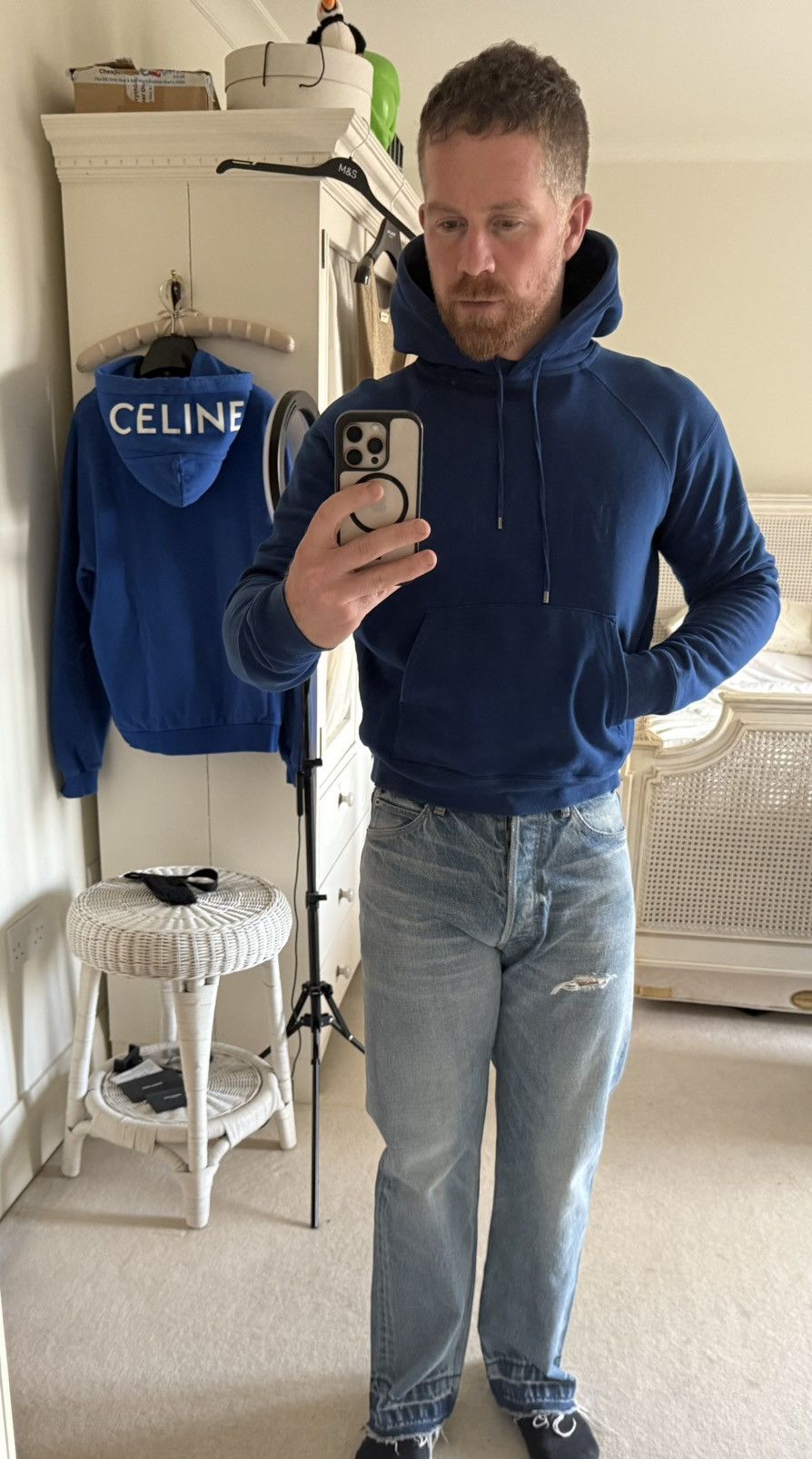 Saint Laurent Paris $1.5k FW23 Saint Laurent logo blue hoodie Grail L Size US L / EU 52-54 / 3 - 4 Thumbnail