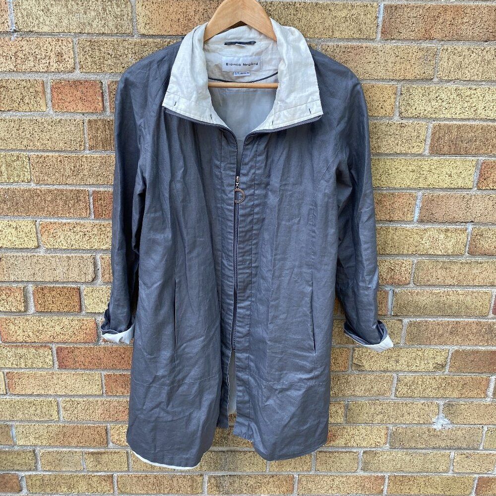 Nygard × Vintage Vintage 1998 Bianca Nygord Linen Shell Designer Jacket Gray Size M / US 6-8 / IT 42-44 - 1 Thumbnail